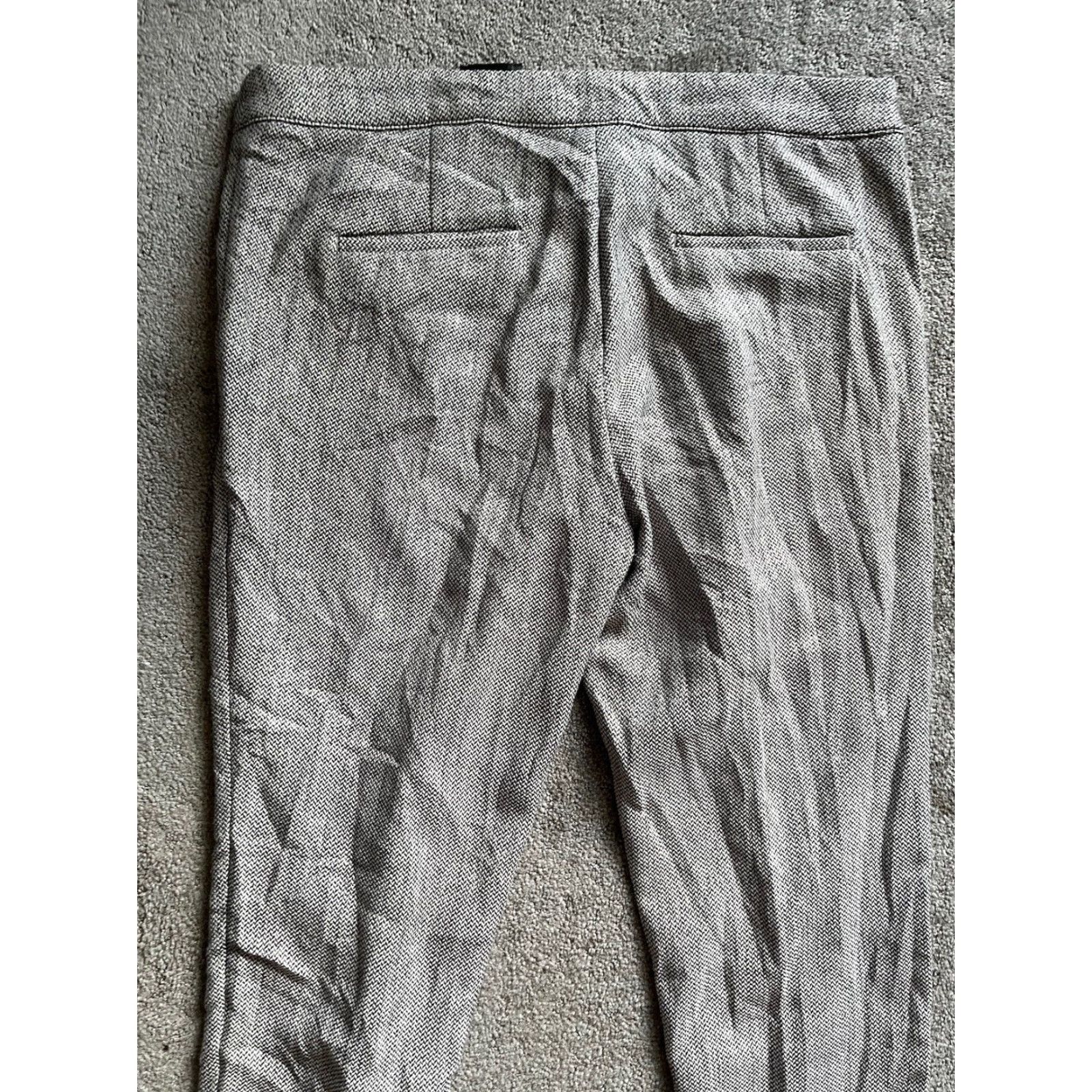 H&M H&M Women's Dress Pants Gray Herringbone Size 12 Flat Front Tapered Polyester Blend Office Casual Womens Size 34" / US 12 / IT 48 - 4 Thumbnail
