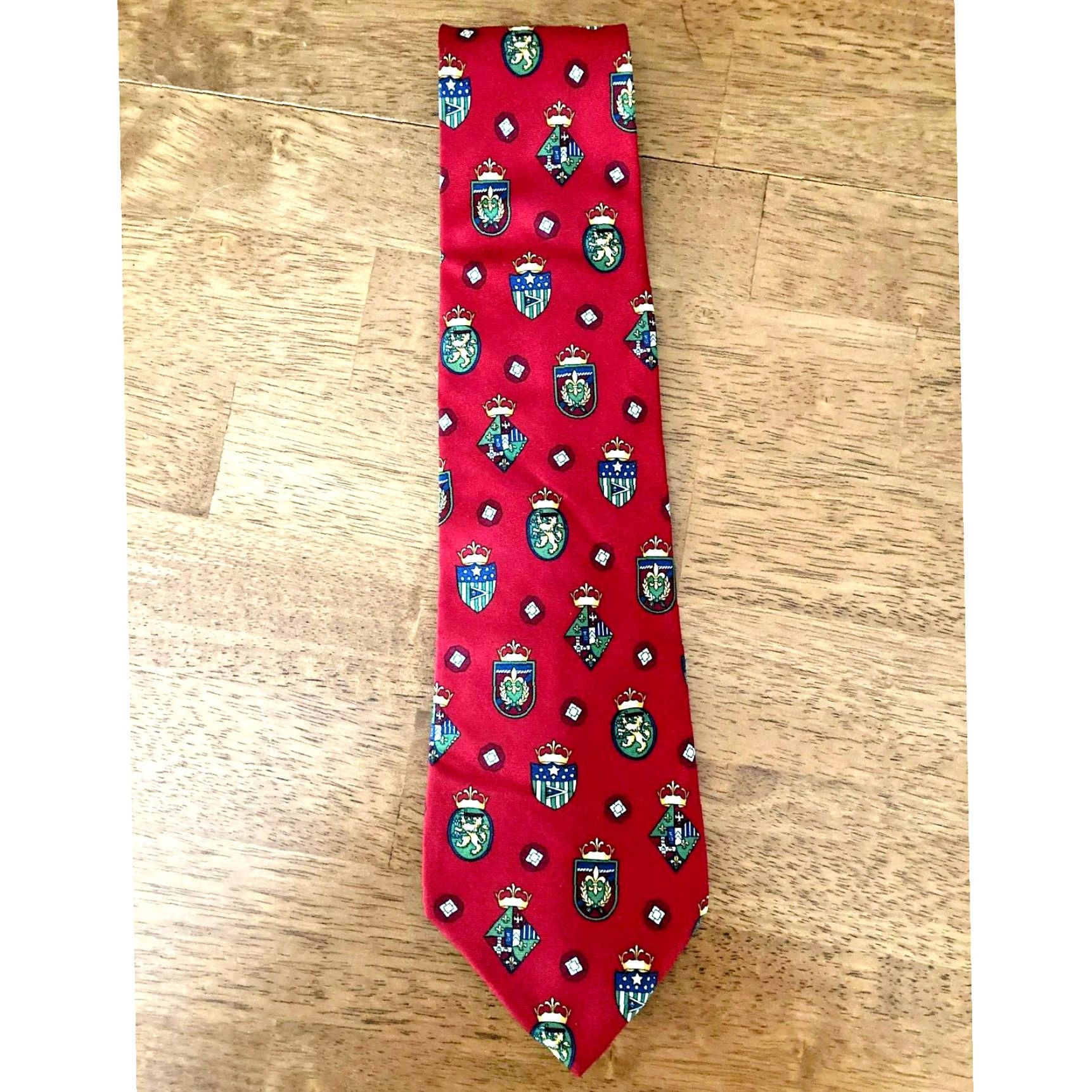 Tommy Hilfiger Tommy Hilfiger Red Italian Silk Necktie Featuring Royal ...