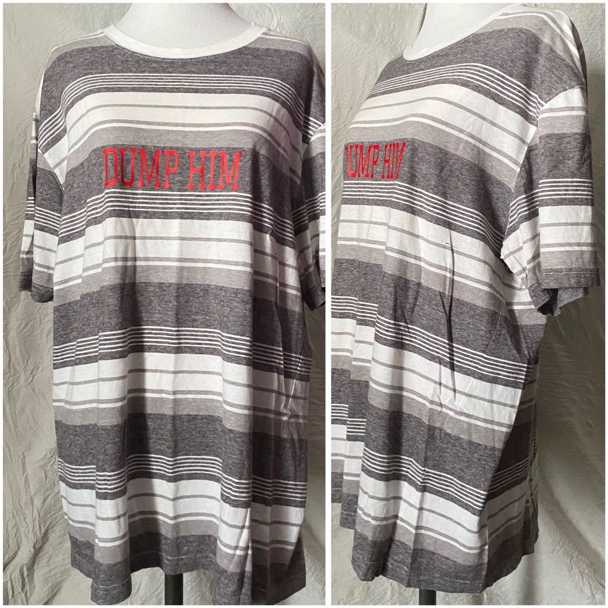 Vintage Vintage Y2K Style, Dump Him, Upcycled Oversized, Striped Tee Size L / US 10 / IT 46 - 7 Thumbnail