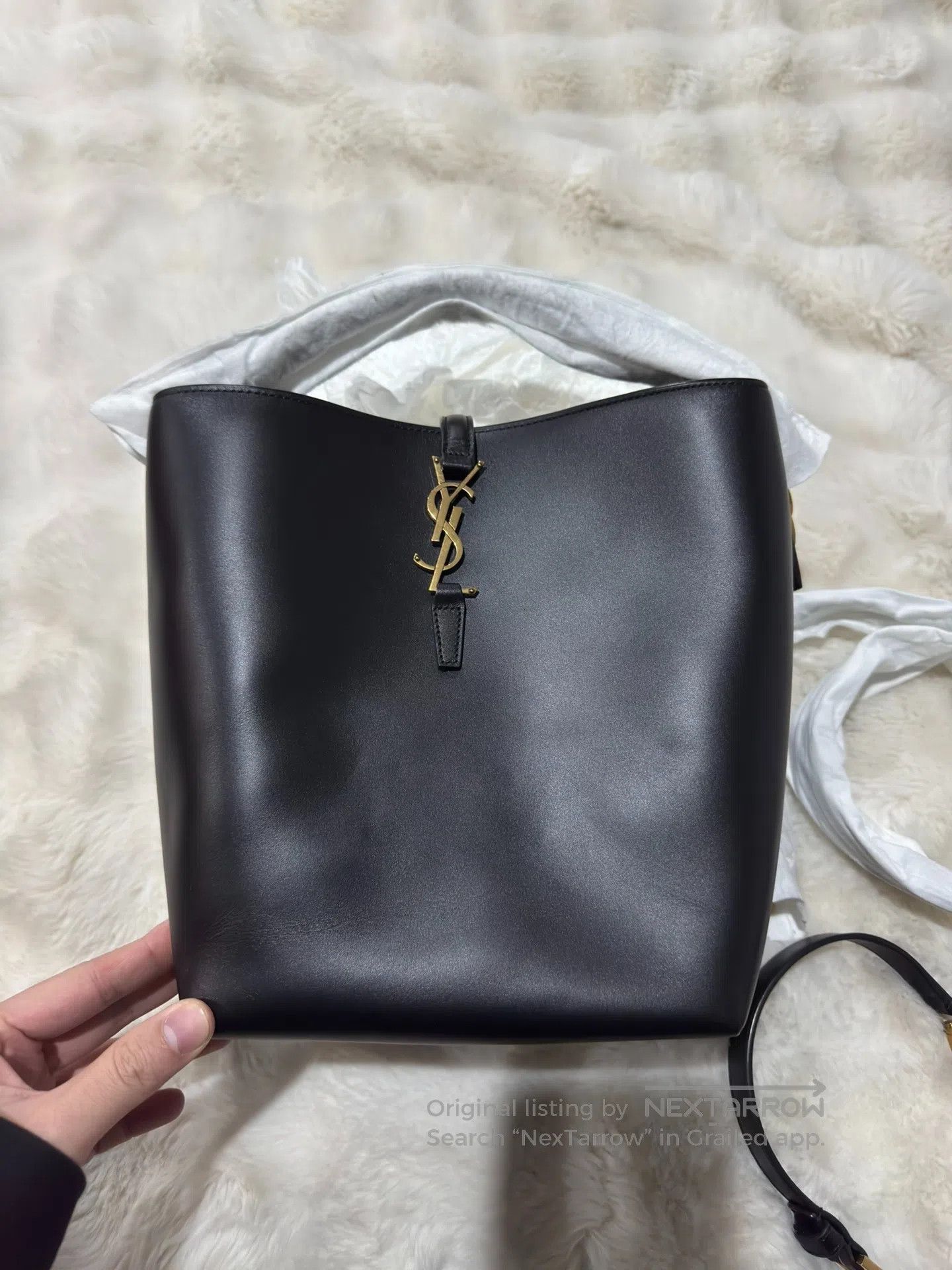 Saint Laurent Paris Saint Laurent Paris Large Black and Gold Cowhide Bucket Ho Size ONE SIZE - 4 Thumbnail