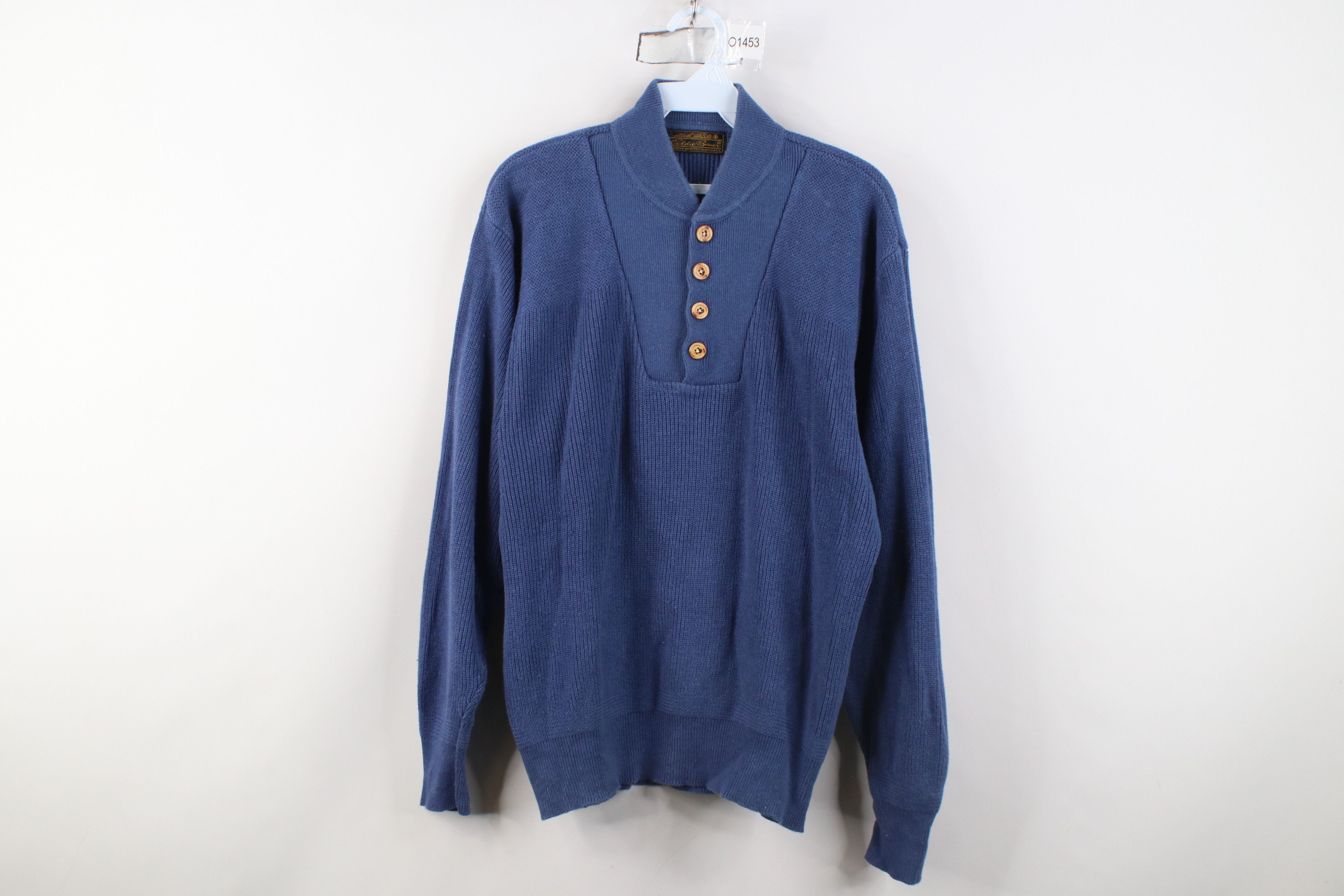 Eddie Bauer Vintage 90s Eddie Bauer Thermal Ribbed Knit Henley Sweater Size US M / EU 48-50 / 2 - 1 Thumbnail