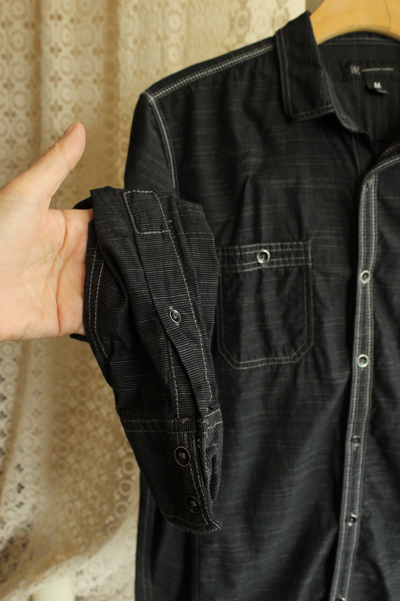 I.N.C INC Men's shirt, Button down, size M, black and gray pinstri Size US M / EU 48-50 / 2 - 7 Thumbnail
