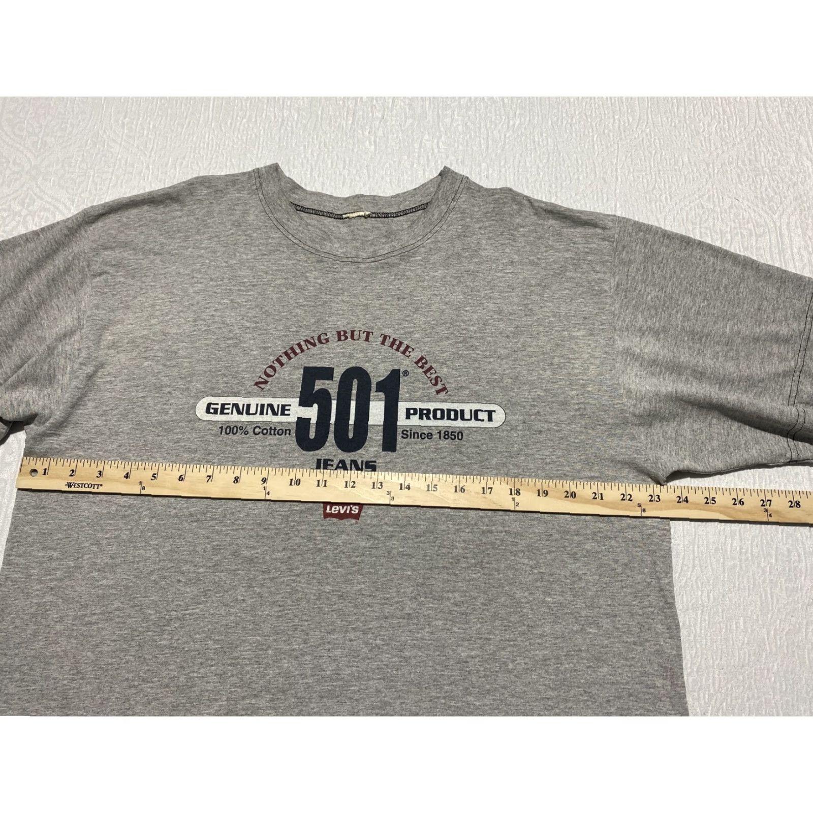 Levi's Levis 501 Shirt Mens XL Gray Graphic Tee Cotton Casual Crew Neck Logo Vintage? No (but must reflect). Size US XL / EU 56 / 4 - 8 Thumbnail