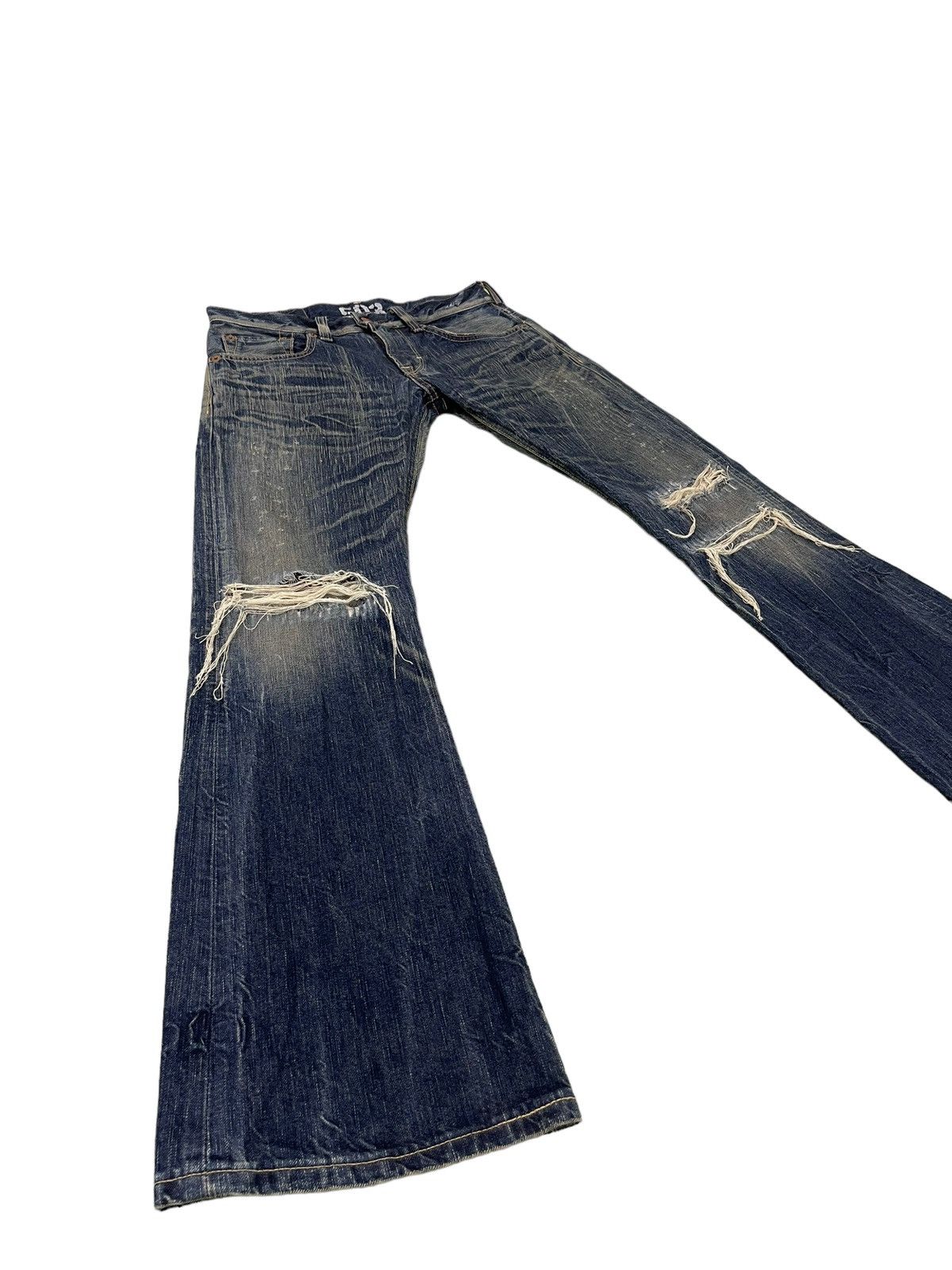 Edwin Flare Jeans Edwin Japan Distress Low Rise Boot Cut 7🟦0 Size US 31 - 1 Thumbnail