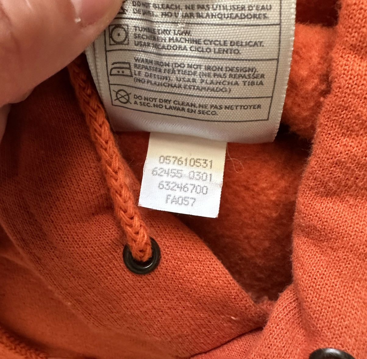 Nike × Vintage Vintage 90s/Y2k Nike Orange Center Swoosh Hoodie Size Large Size US L / EU 52-54 / 3 - 7 Thumbnail