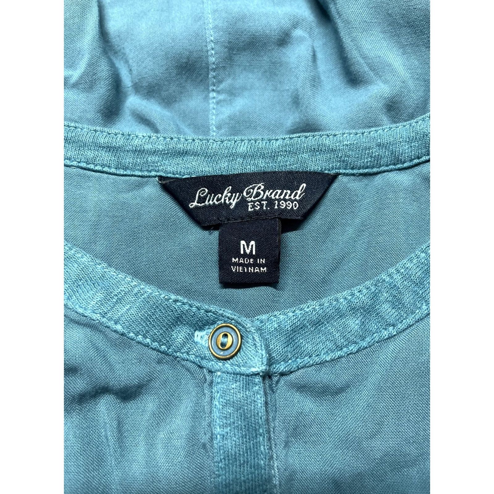 Lucky Brand Lucky Brand Blouse Womens M Blue Long Sleeve Roll Tab V Neck Buttons Pullover Size M / US 6-8 / IT 42-44 - 5 Thumbnail