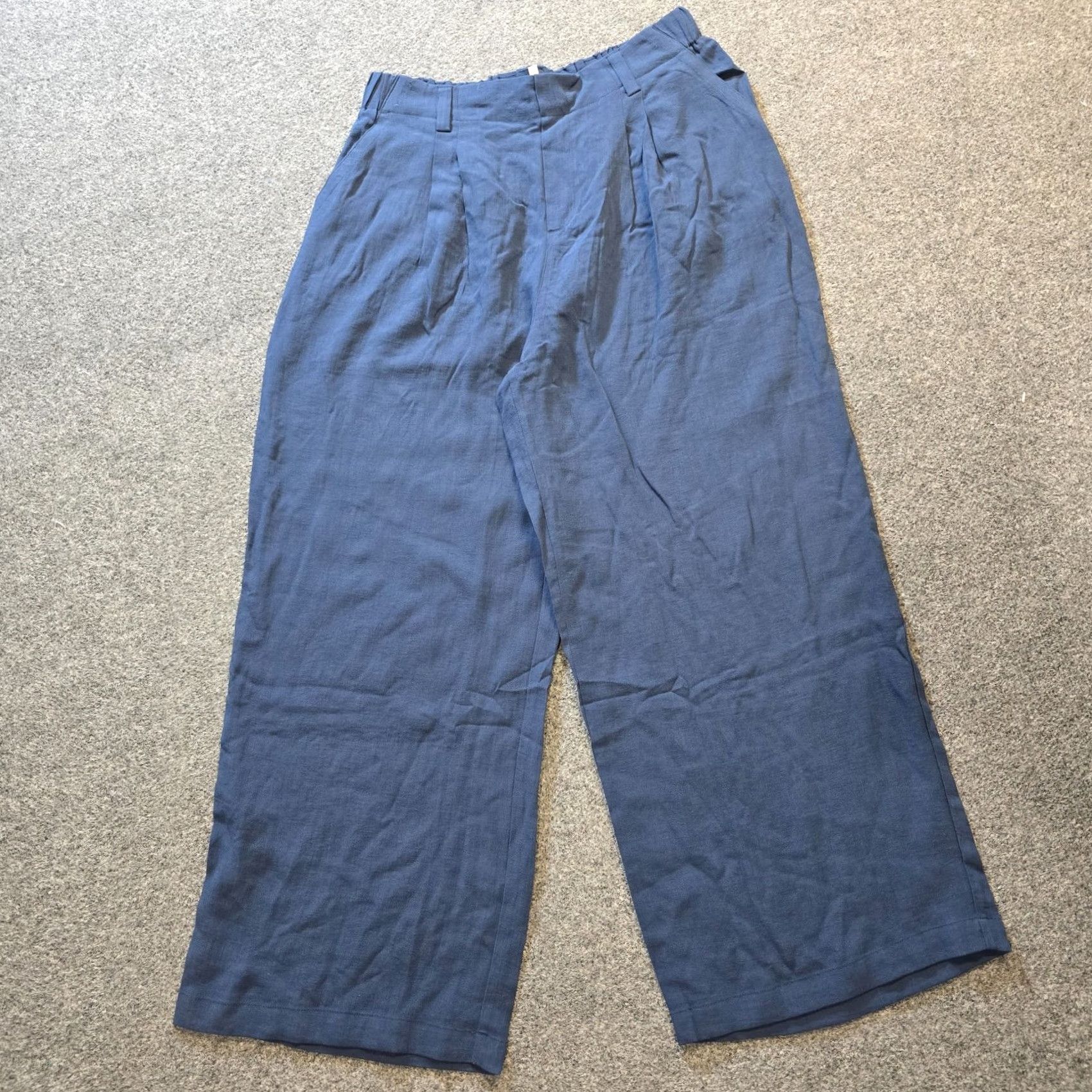 Vintage Halara Pants Regular Blue Wide-Leg Pleated Plicated Stretch Casual Womens Size L Size 36" / US 14 / IT 50 - 2 Thumbnail