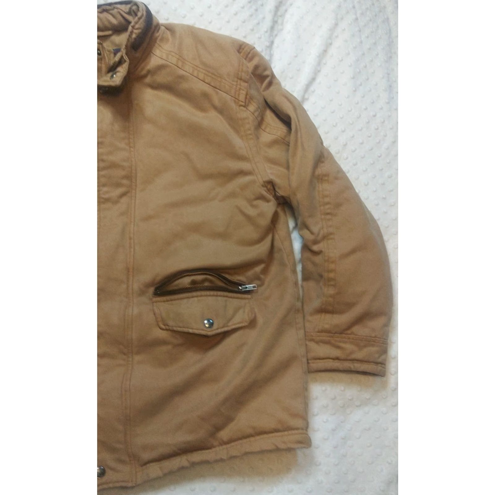 Rains VINTAGE Cripple Creek Jacket Men's Large Brown Bomber Hooded Zip Mid-Length Insulated Polyester Rain Size US L / EU 52-54 / 3 - 2 Thumbnail