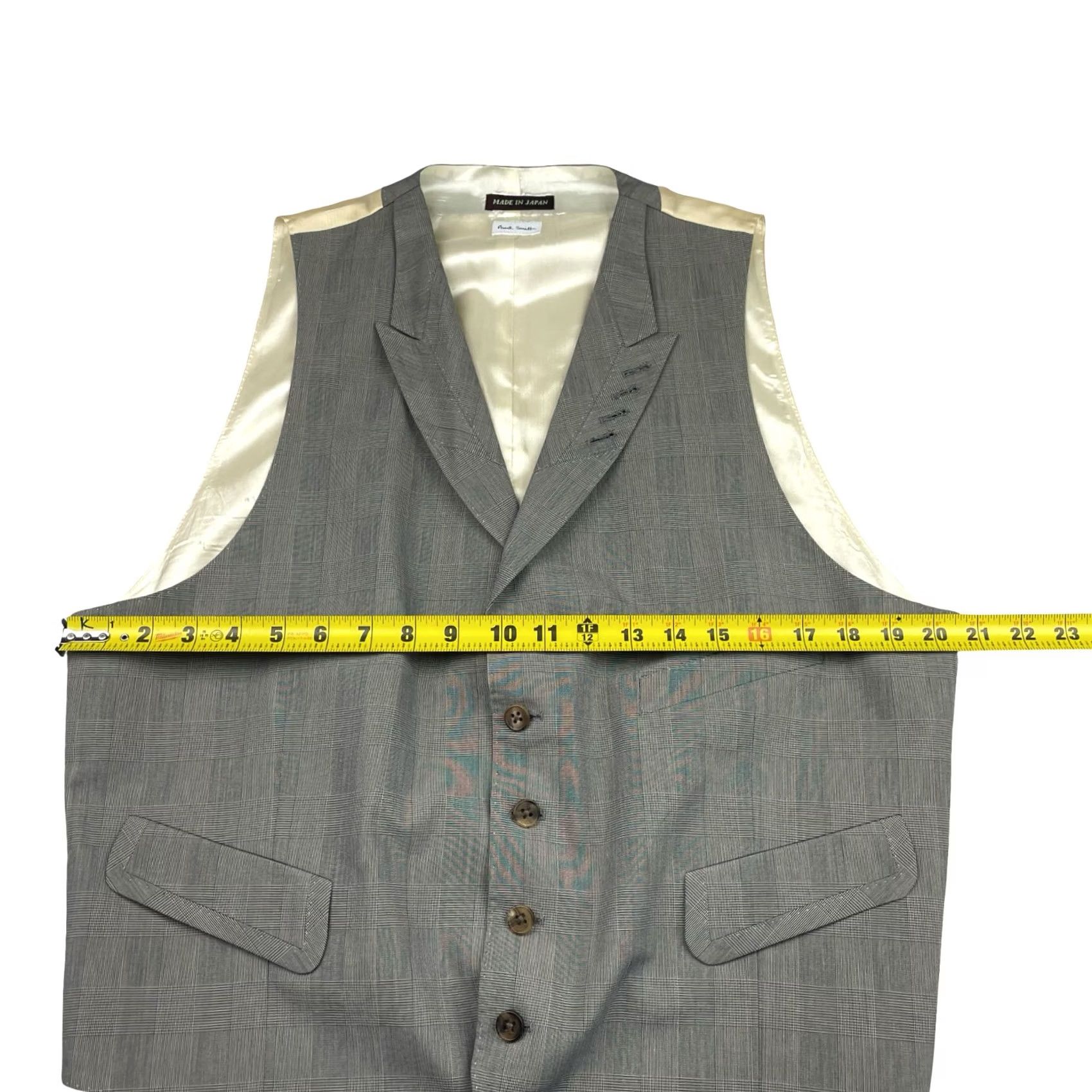 Paul Smith Paul Smith Men's Waistcoat Vest Formal Wool Plaid Gray/Beige 6-Button Notch Lapel Japan Medium Mens Vest Modern Suit Size US M / EU 48-50 / 2 - 6 Thumbnail