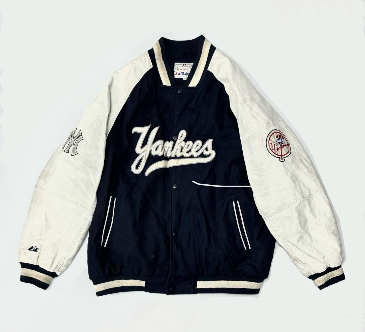 image of Mlb x New York Yankees Vintage Ny Yankees Varsity Jacket in Navy, Men's (Size 2XL)