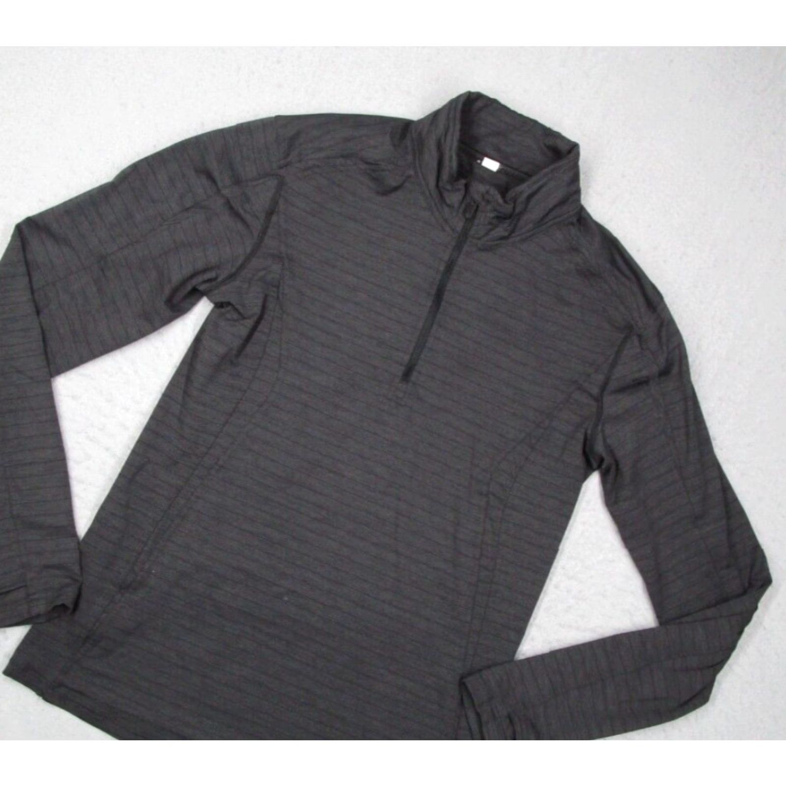 Lululemon Lululemon Mens Gray Striped Long Sleeve 1/4 Zip Pullover - Classic Fit, Lightweight, All Seasons, Run, Hiking, CrossFit, Golf - Size M Size US M / EU 48-50 / 2 - 2 Thumbnail