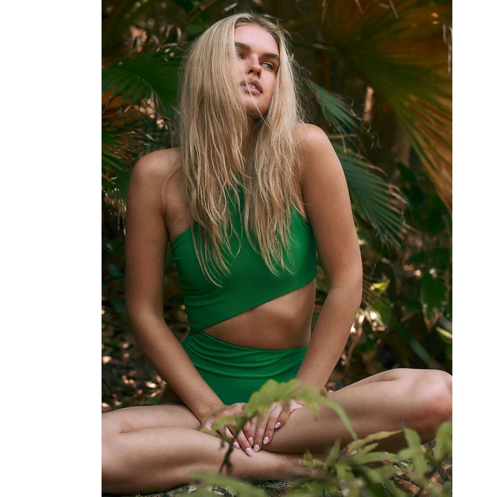Beach Riot × Free People New Celine Ribbed One-Piece $148 SMALL Holly Green Size S / US 4 / IT 40 - 4 Thumbnail