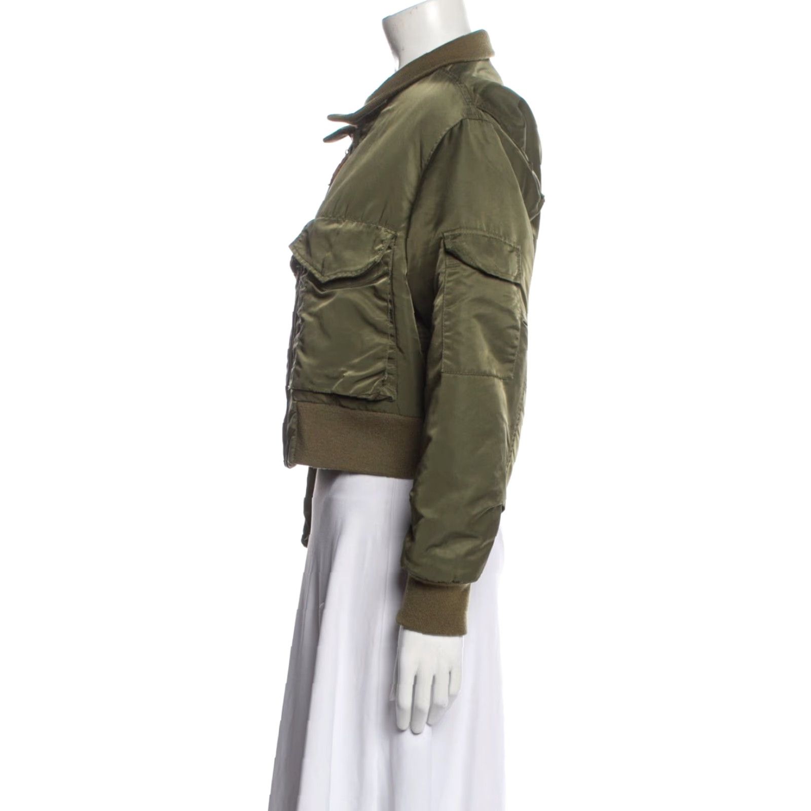 Nili Lotan NILI LOTAN Jacket Nylon Bomber XS Army Green Womens Short Vintage? (No N/A) Size XS / US 0-2 / IT 36-38 - 2 Thumbnail