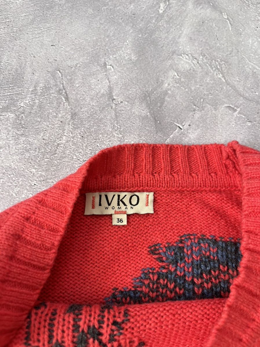 Other Womens Wool Sweater Ivko Size 36 Coral Flower Pattern Size XS / US 0-2 / IT 36-38 - 5 Thumbnail