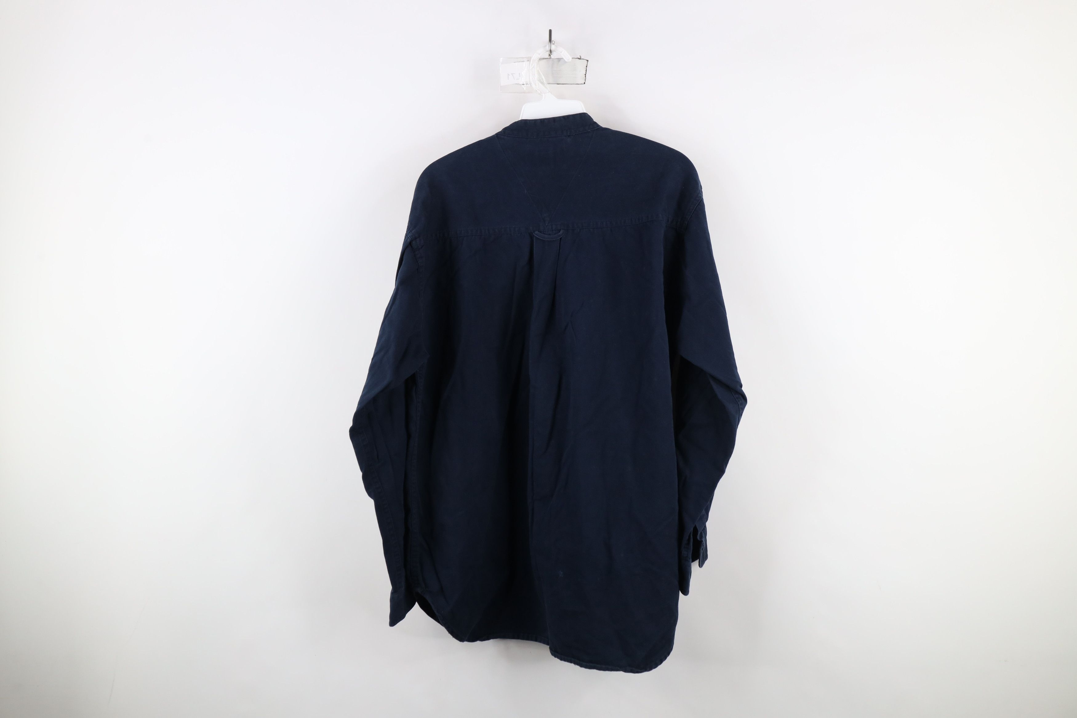 Vintage Vintage 90s Streetwear Band Collar Button Shirt Navy Blue Size US M / EU 48-50 / 2 - 12 Thumbnail
