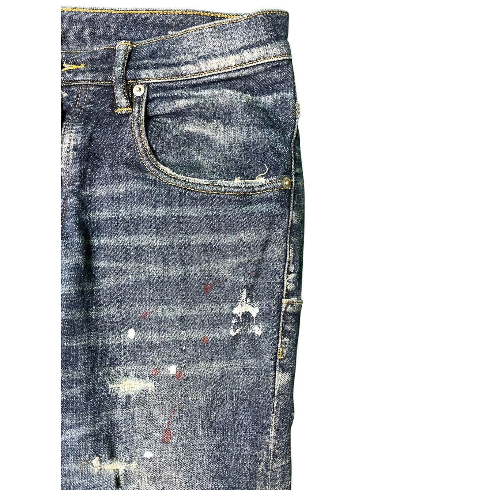 Purple Brand Purple Brand Paint Splattered Dark Wash Blue Jeans Size US 31 - 7 Thumbnail