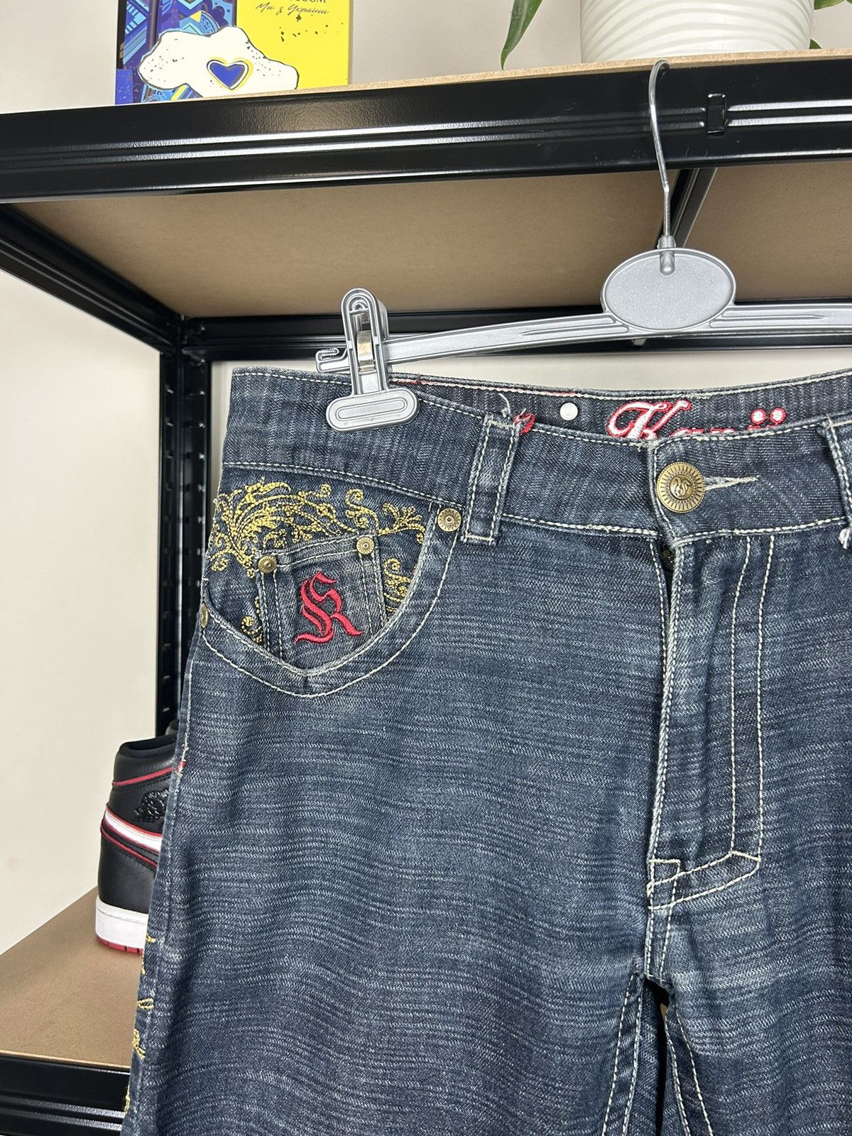 Japanese Brand × Vintage KANJI koi embroidered and printed japanese jeans Size US 32 / EU 48 - 9 Thumbnail