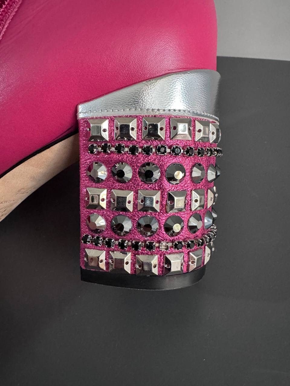 Other Rodo Block Heel Fuchsia Women's Leather Ankle Boots, 37,5 Size US 7.5 / IT 37.5 - 10 Thumbnail
