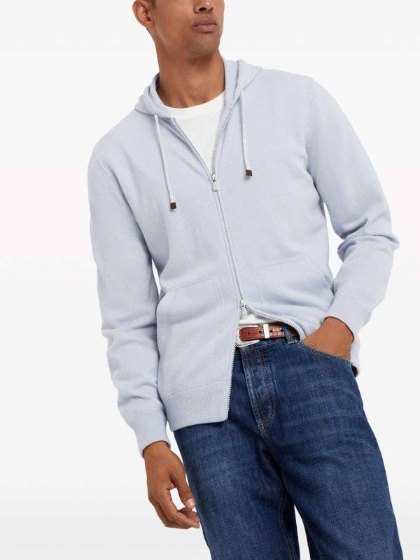 Brunello Cucinelli o1la1rc1a0325 Cashmere Cardigan in Blue Size US L / EU 52-54 / 3 - 3 Thumbnail