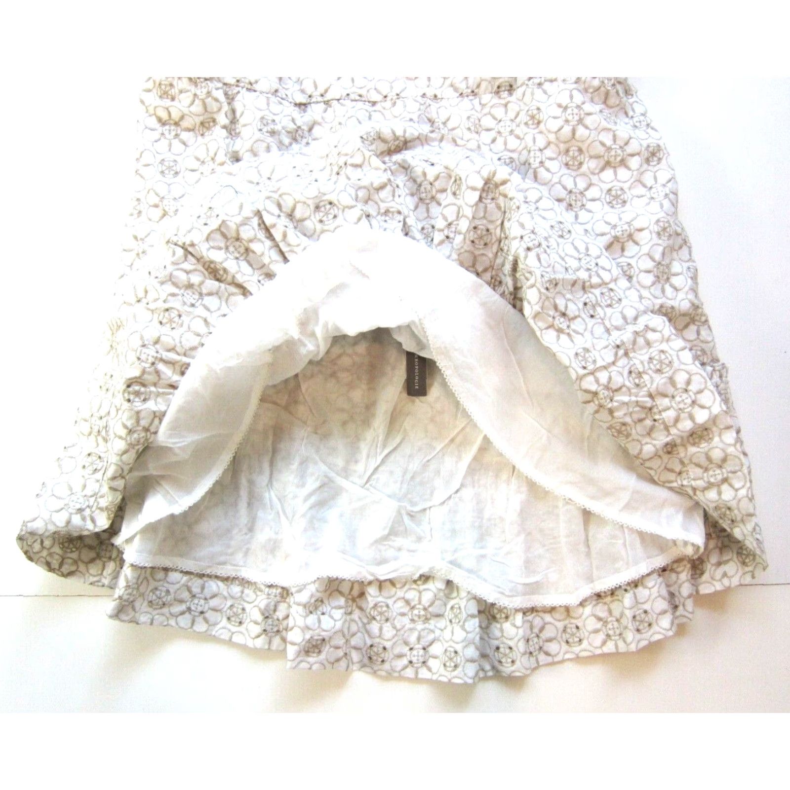Vintage Maeve NWT Dress Shirt XL White Floral Open Back Smock Cotton Embroidered Knee Length A-Line Women Size XL / US 12-14 / IT 48-50 - 7 Thumbnail