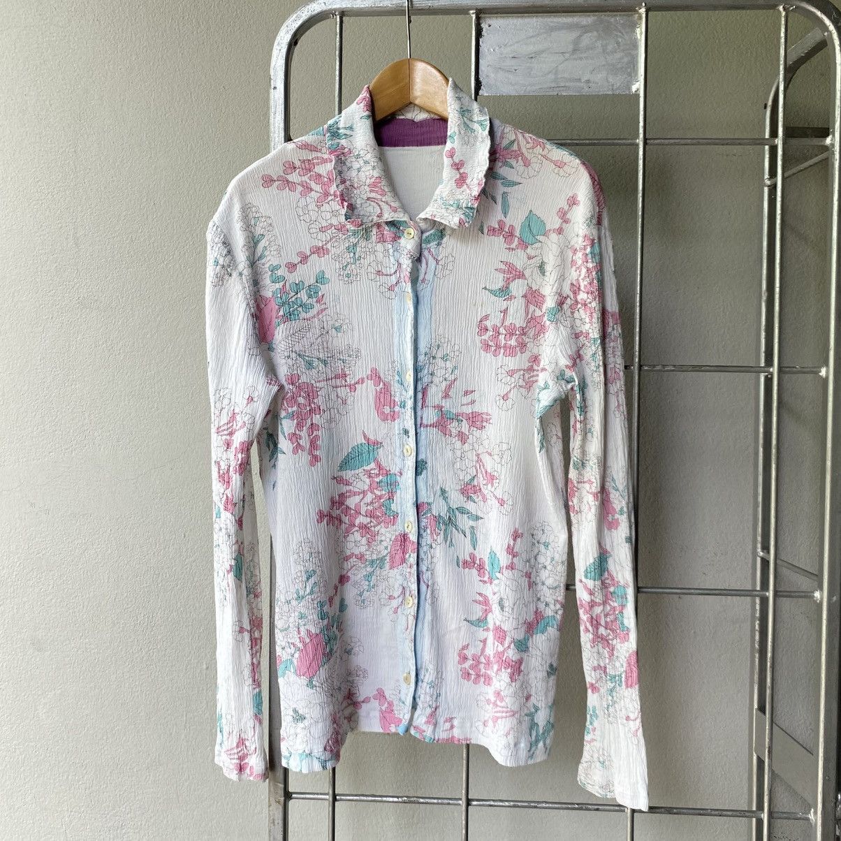 Tsumori Chisato Tsumori Chisato White Floral Print Long Sleeve Blouse Size XS / US 0-2 / IT 36-38 - 3 Thumbnail