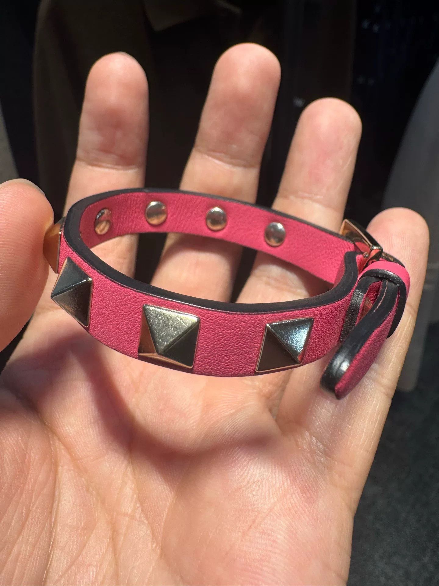 Valentino Valentino Red Rivet Leather Bracelet Size ONE SIZE - 1 Thumbnail