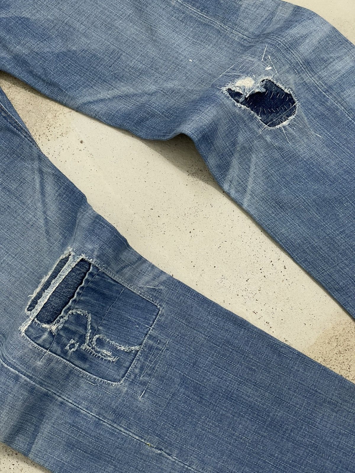 Vintage Vintage 90’s Designer USA Rogan Distressed Patchwork Denim Size US 29 - 5 Thumbnail