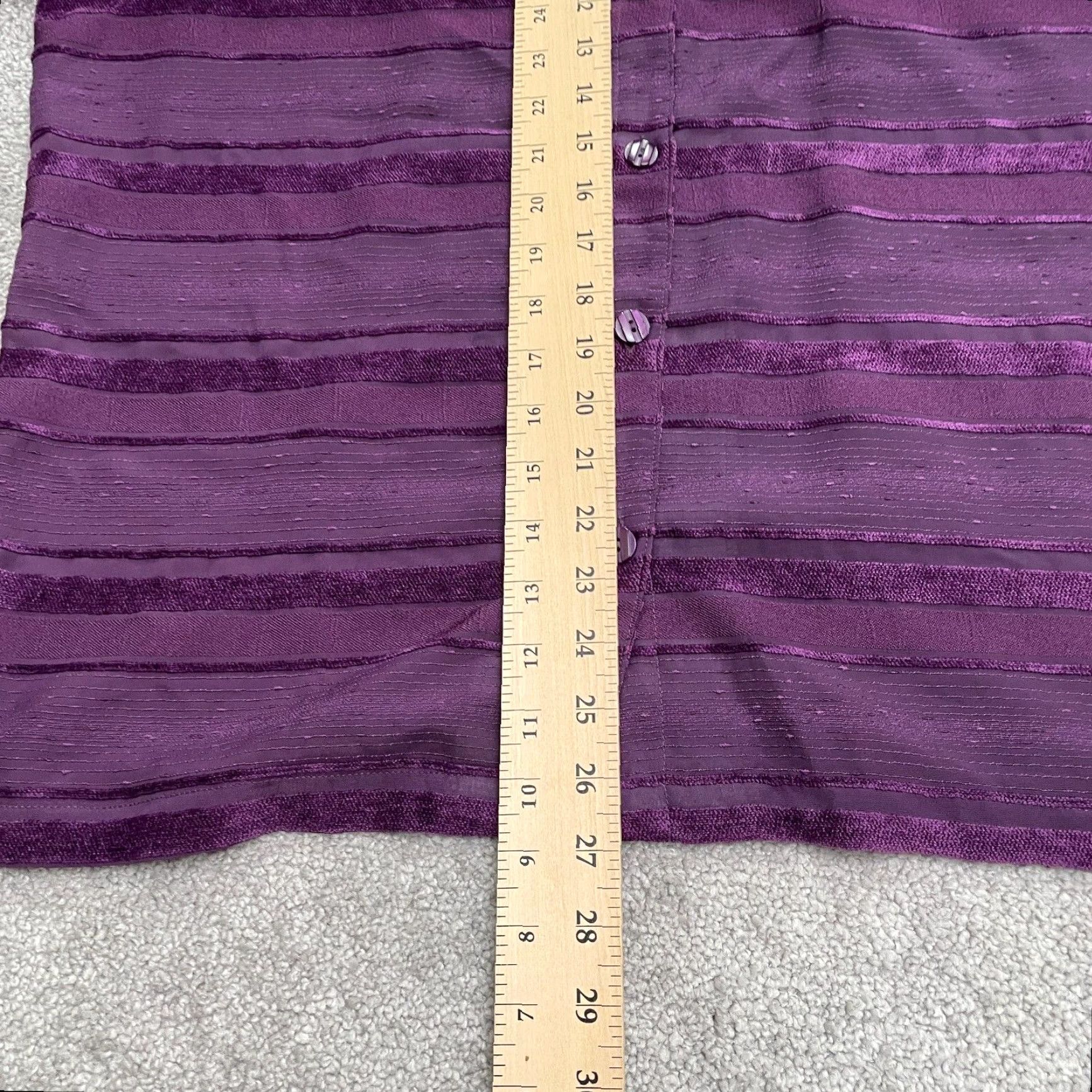 Vintage French Laundry Button Down Shirt Womens XL Purple Striped 3/4 Sleeve Blouse Work Size XL / US 12-14 / IT 48-50 - 7 Thumbnail