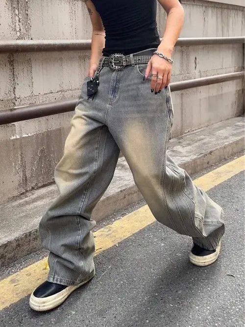 Jean × Vintage Washed Y2k Denim Jeans Skate fit Baggy Size US 30 / EU 46 - 4 Thumbnail
