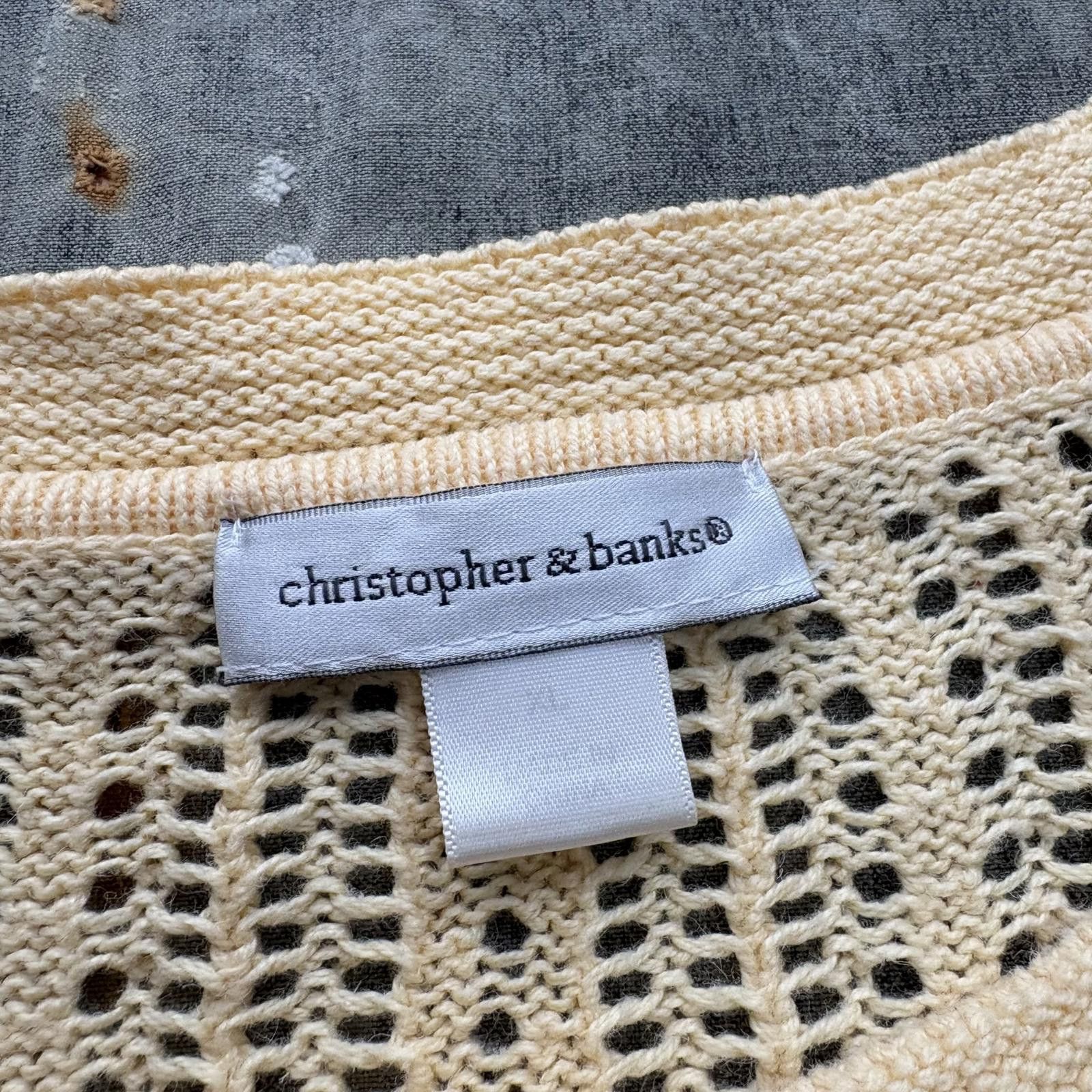 Vintage Vintage 90s Y2K Yellow Cream Cottage Knit Sweater Cardigan Size XL / US 12-14 / IT 48-50 - 2 Thumbnail