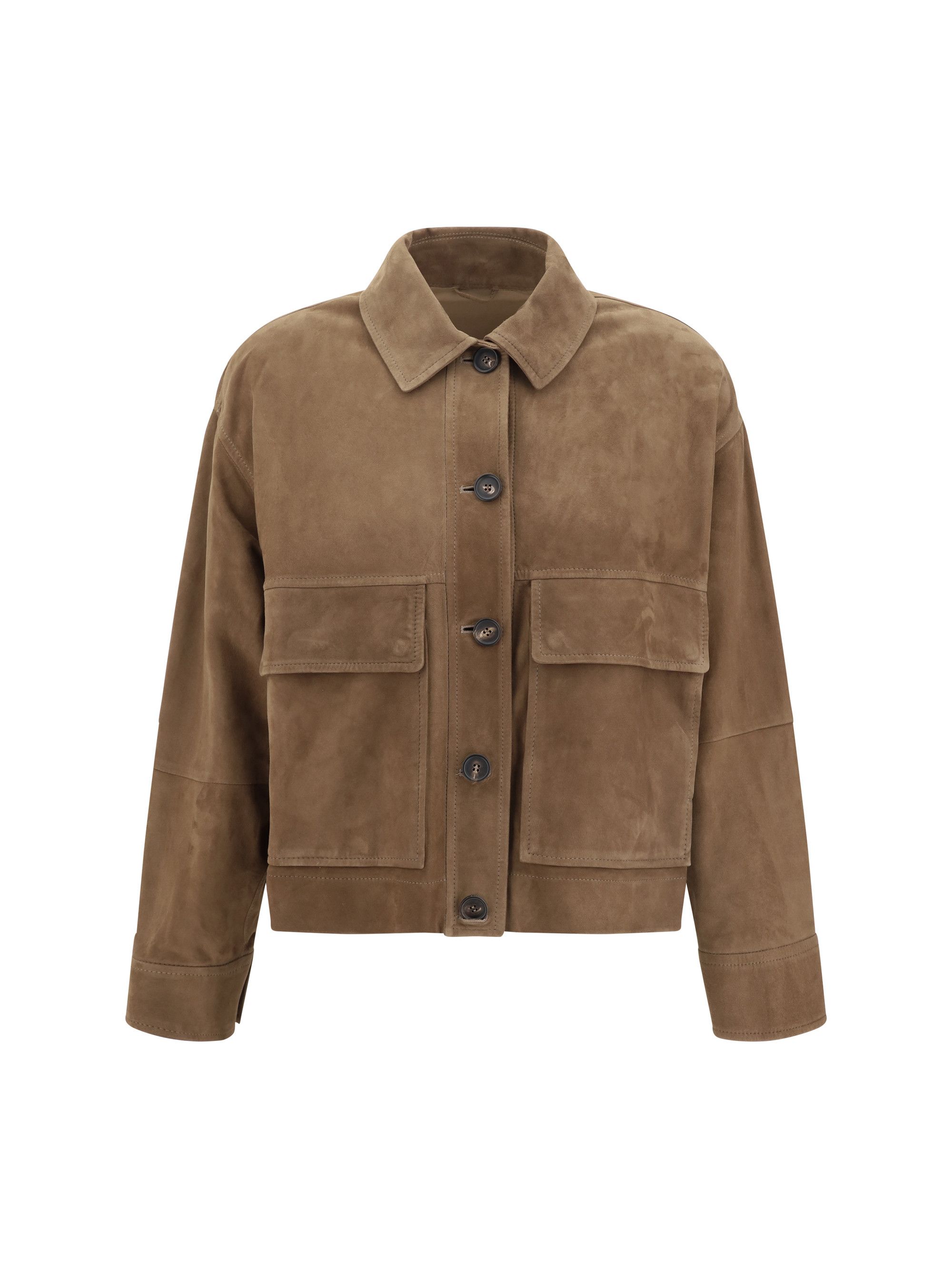 ジャケット Brunello Cucinelli Shiny Brown Linen Twill Jacket Brunello Cucinelli Shiny Linen Twill Jacket With Necklace In
