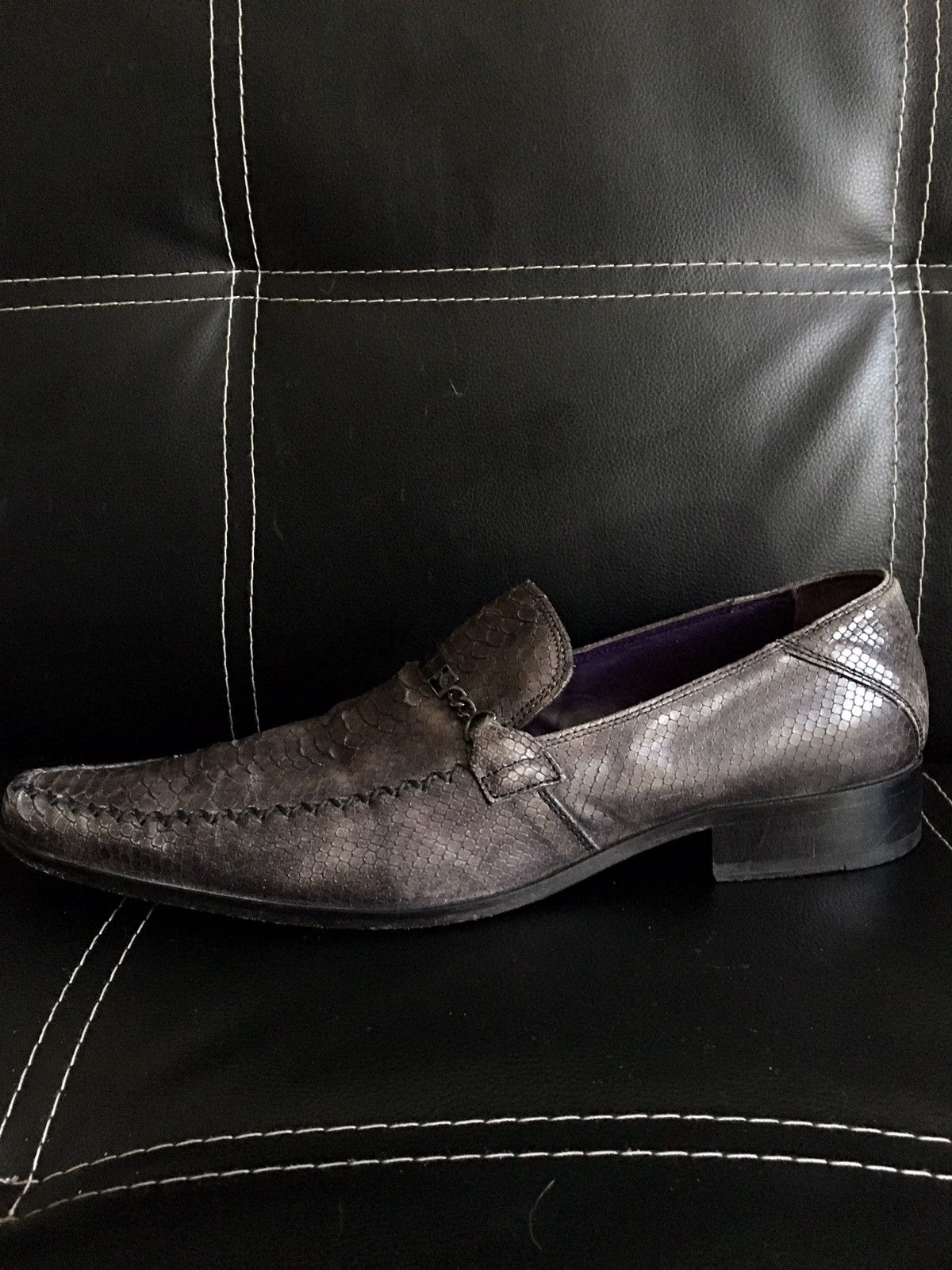 Versace VERSACE Collection Snake Skin Leather Grey Men Shoes EU 45 Size US 12 / EU 45 - 9 Thumbnail
