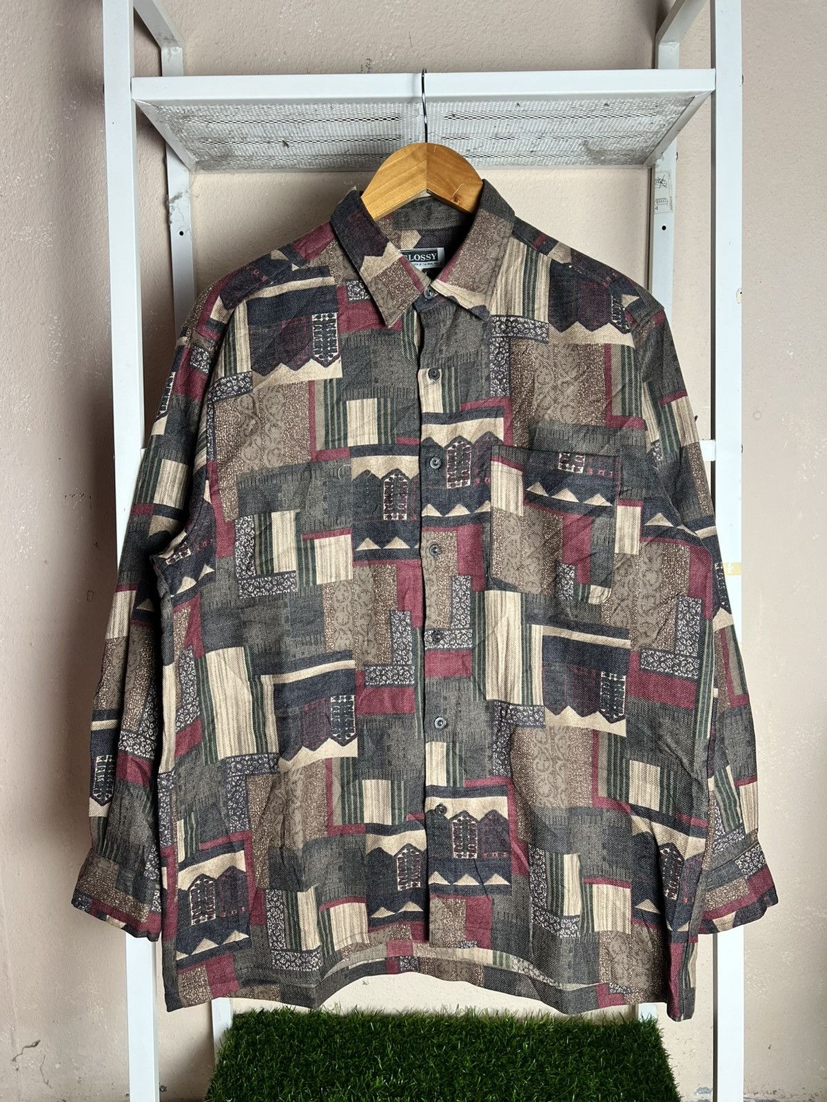 Other Vtg Glossy Abstract Pattern Button Up Shirt 90s Aesthetic Size US L / EU 52-54 / 3 - 1 Thumbnail