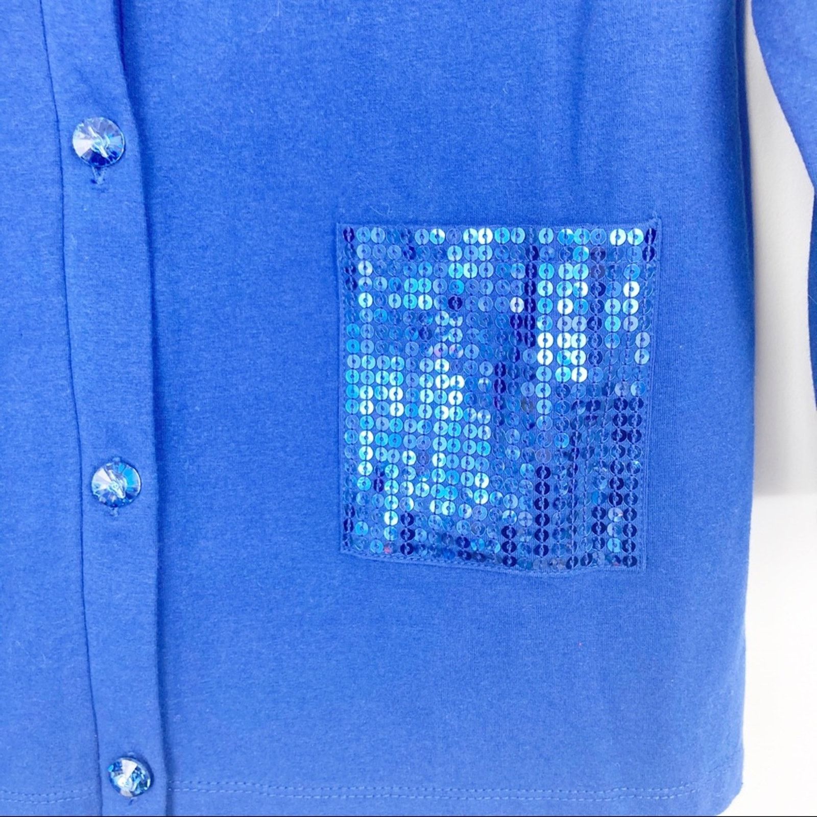 Other Quacker Factory Blue Sequin Button Front Cardigan Sz S Size S / US 4 / IT 40 - 4 Thumbnail
