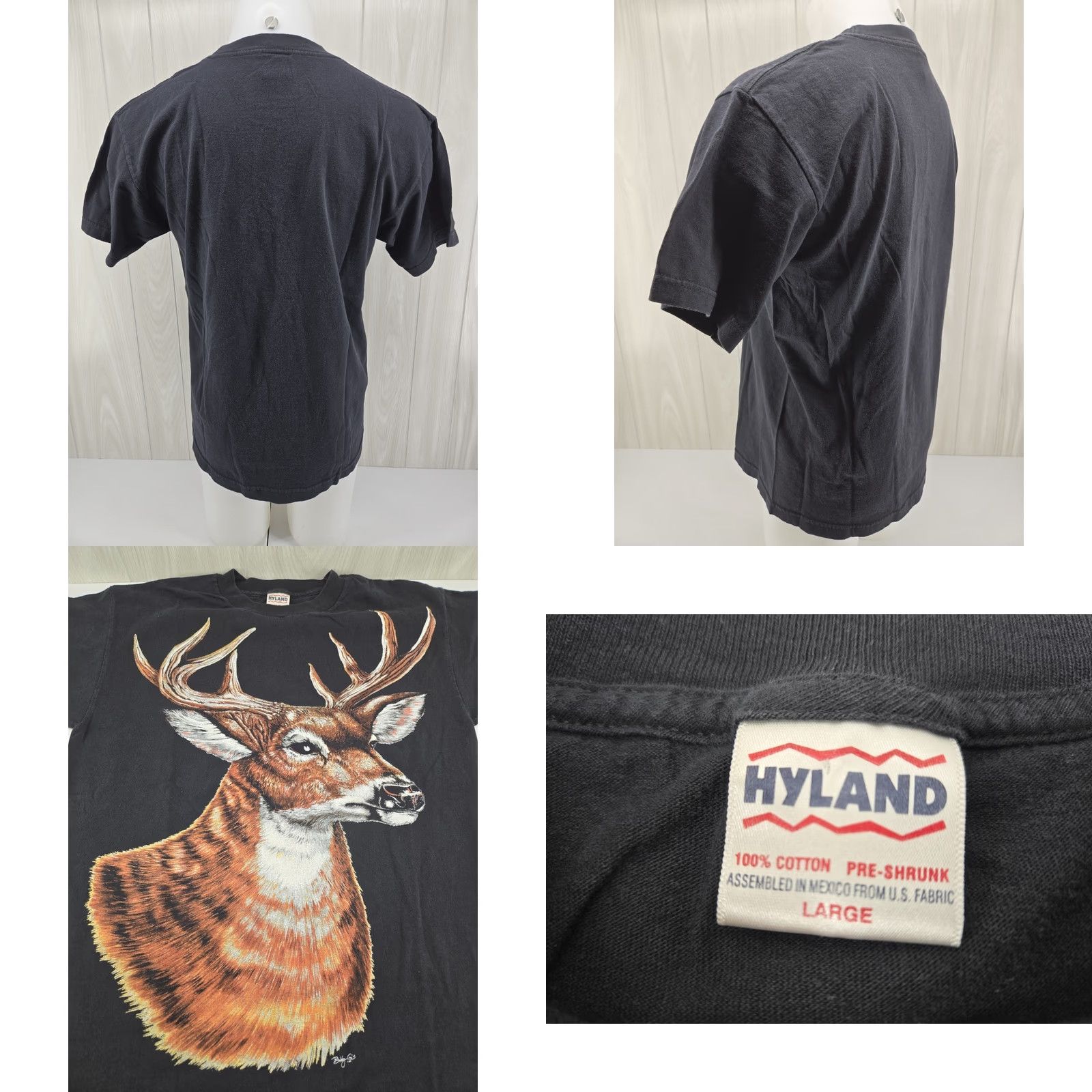 Vintage VINTAGE Hyland Shirt Men T-Shirt Graphic Print Deer Hunting Whitetail Buck G's Outdoors Black Size L Size US L / EU 52-54 / 3 - 8 Thumbnail