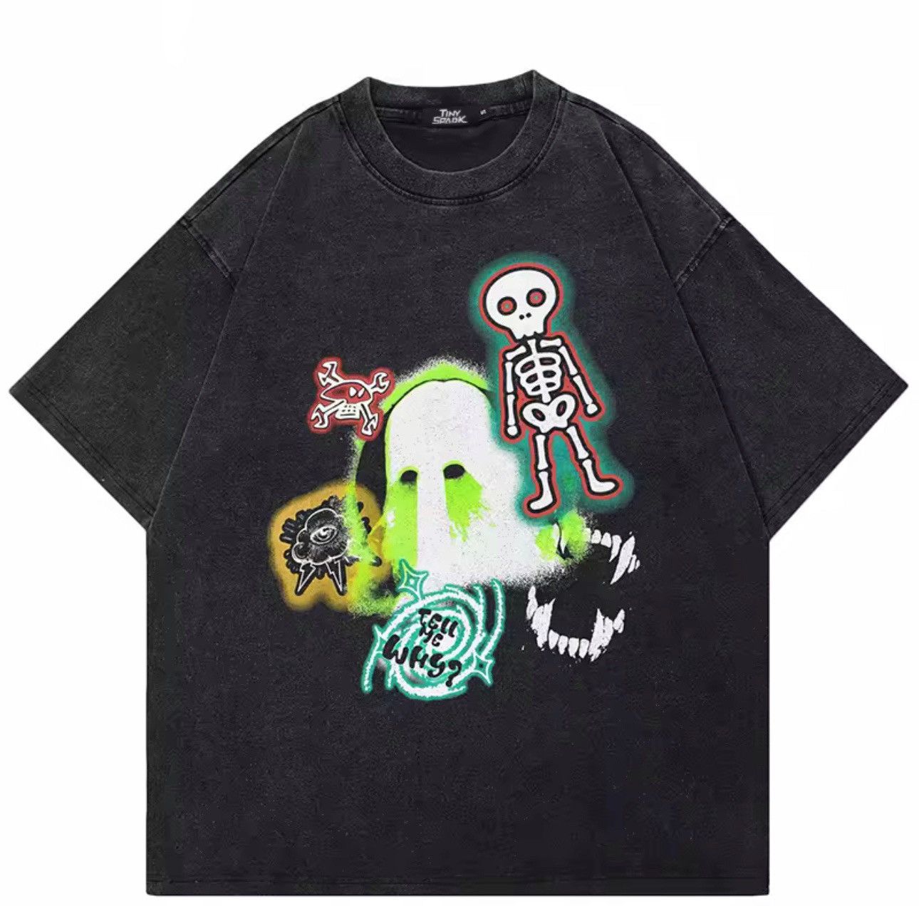 Japanese Brand Gothic Skeleton Streetwear Cartoon Funny Devil Wings T Shirt Size US M / EU 48-50 / 2 - 1 Thumbnail