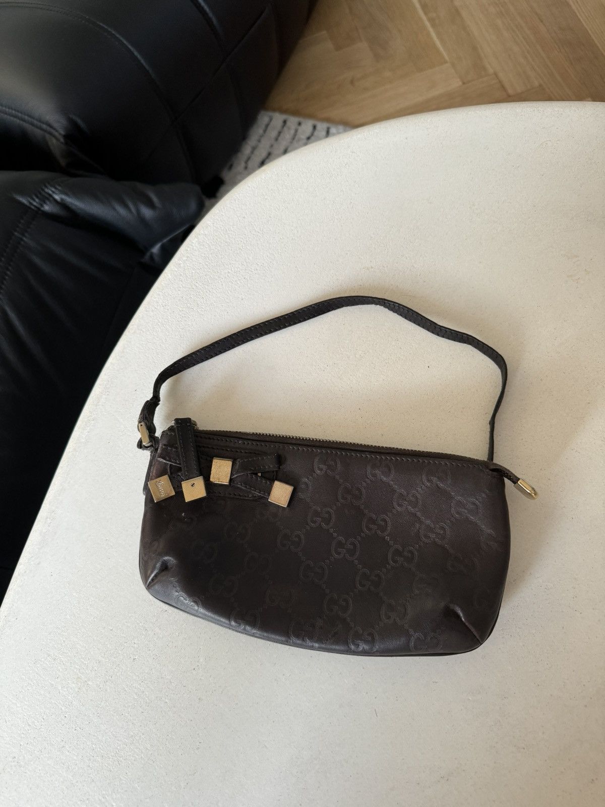 Gucci Vintage Monogram Gucci Clutch Bag Brown Leather Designer Size ONE SIZE - 4 Thumbnail