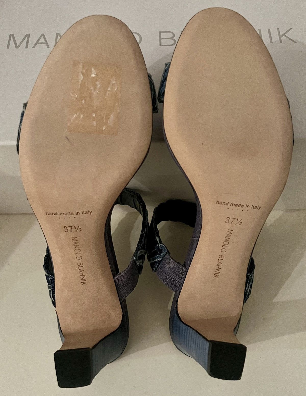 Manolo Blahnik Authentic Manolo Blahnik Geras denim jeans sandals Italy Size US 7.5 / IT 37.5 - 6 Thumbnail