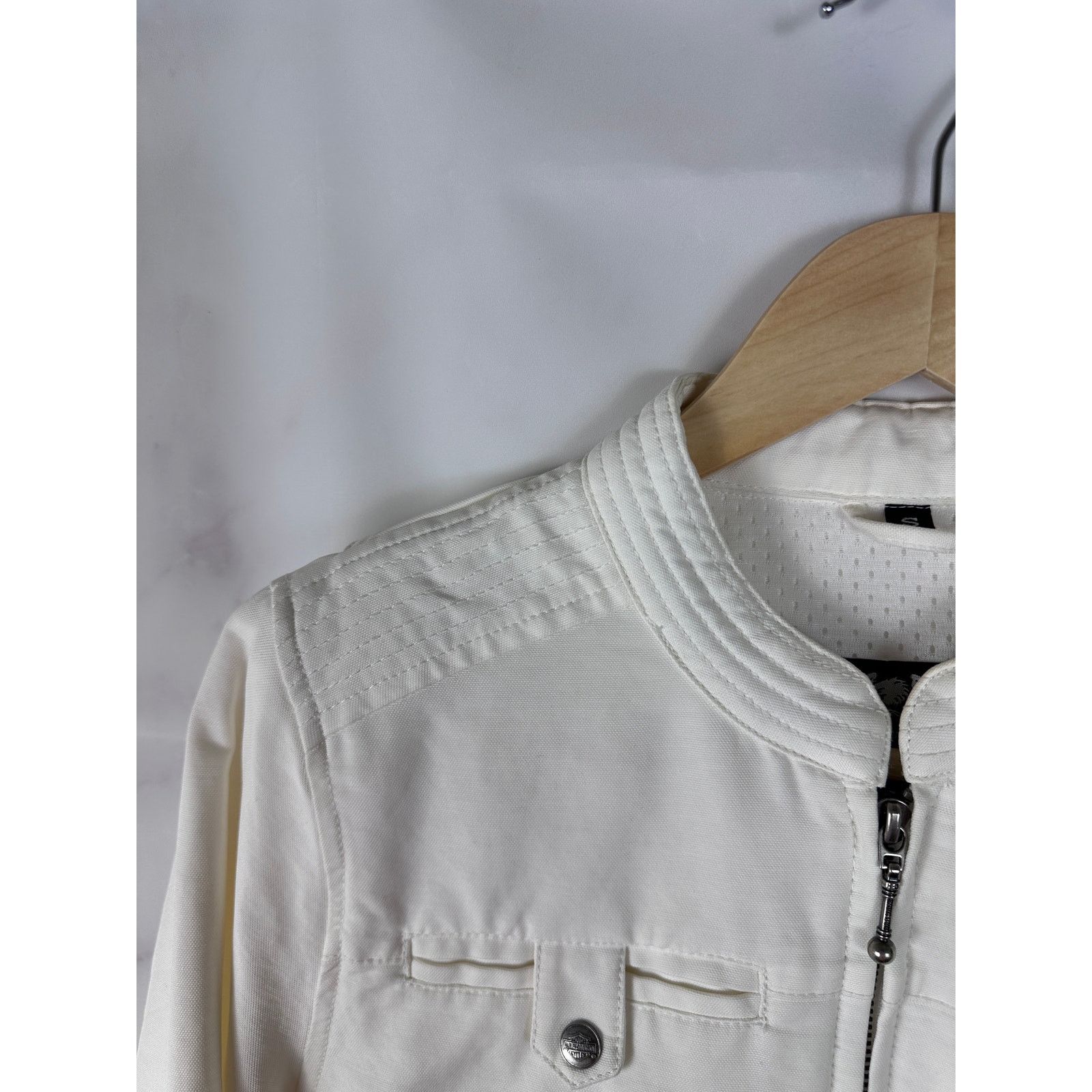 Harley Davidson White Rhinestone Motorcycle Jacket Size S / US 4 / IT 40 - 10 Thumbnail