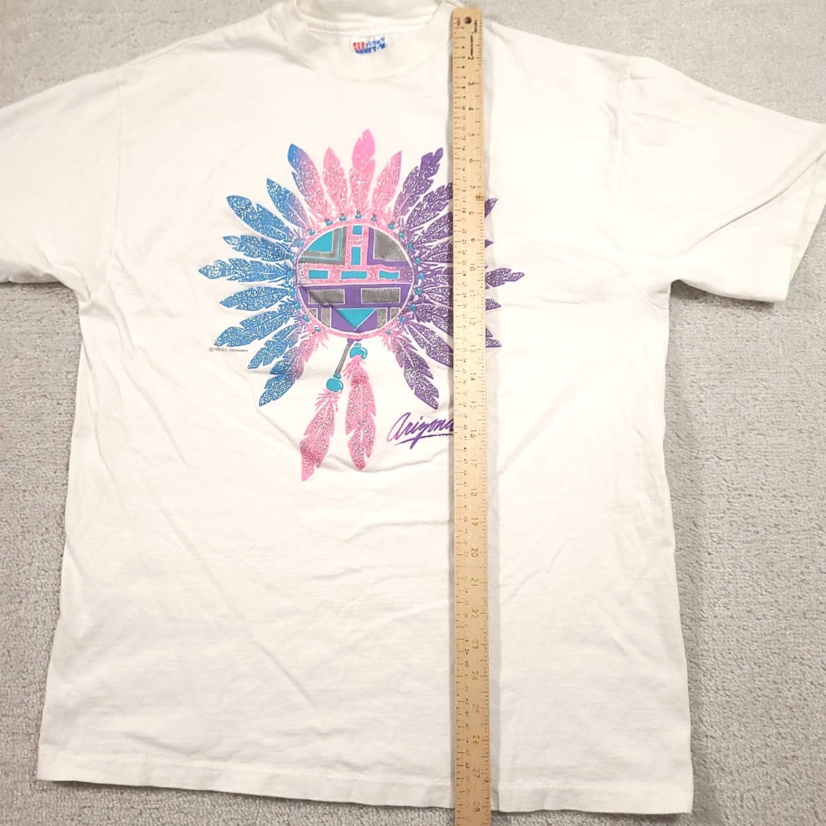 Hanes VINTAGE Arizona Shirt Hanes White Graphic Crew Neck Short Sleeve Adult Large Aztec Southwestern Single Stitch Mens Size US L / EU 52-54 / 3 - 5 Thumbnail