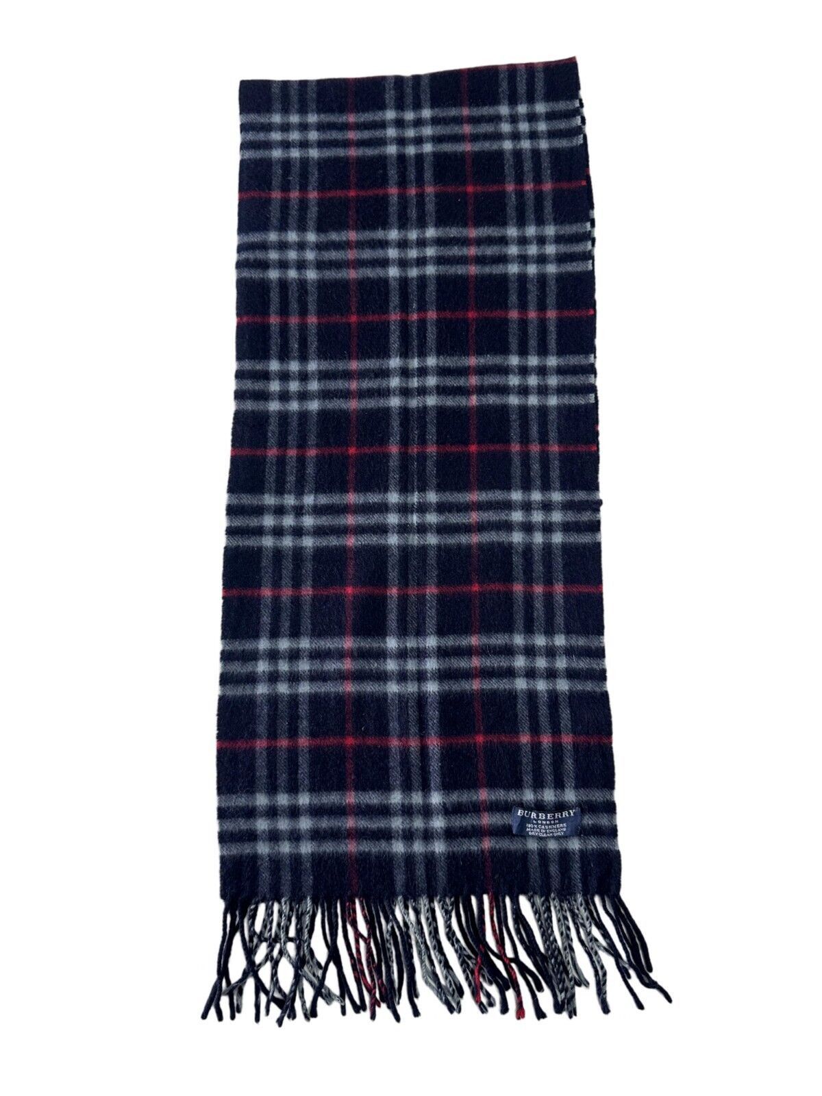 Burberry Burberry Vintage Unisex Scarf Navy Blue 100% Cashmere Size ONE SIZE - 4 Thumbnail