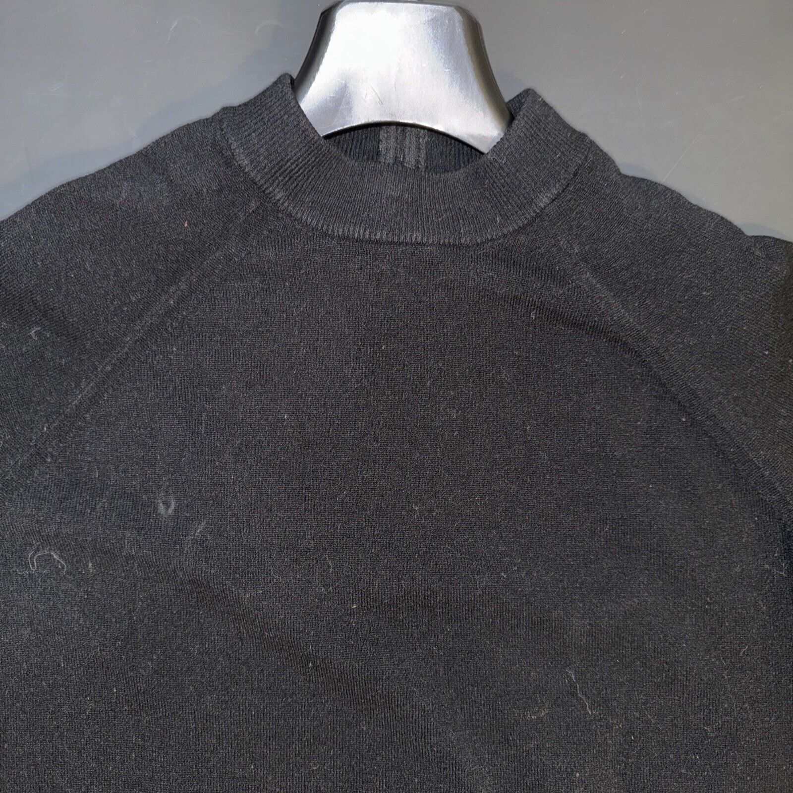 Vintage Vintage Unbranded Virgin Wool Sweater Black Mock Neck With B Size ONE SIZE - 8 Thumbnail