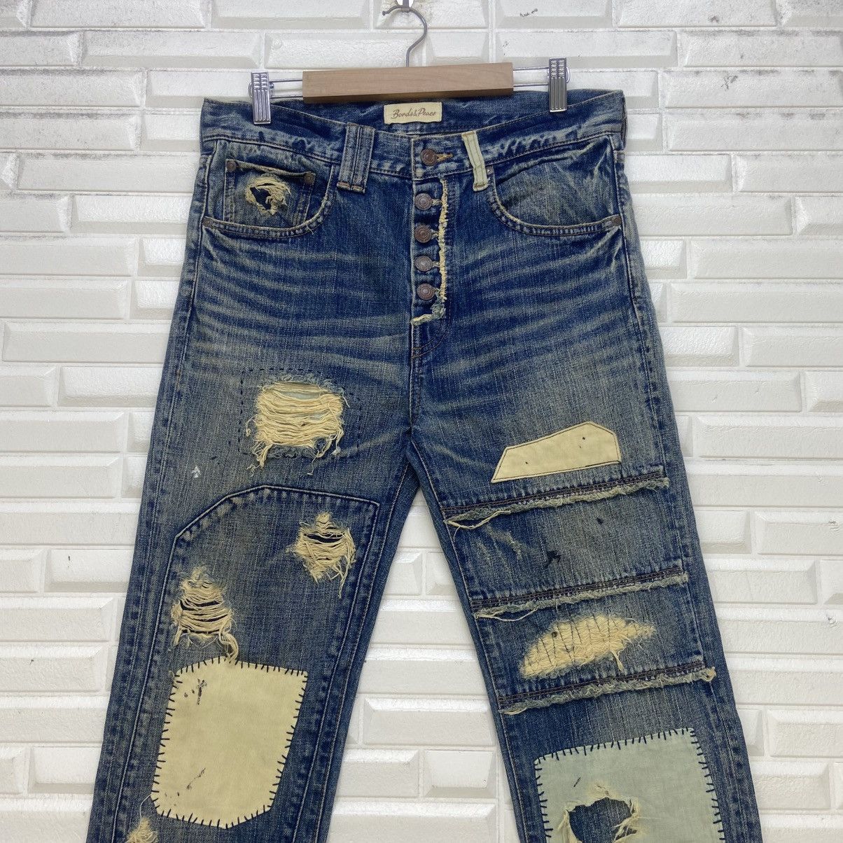Japanese Brand Bonds & Peace Street Fashion Patchwork Distressed Denim Size US 30 / EU 46 - 4 Thumbnail