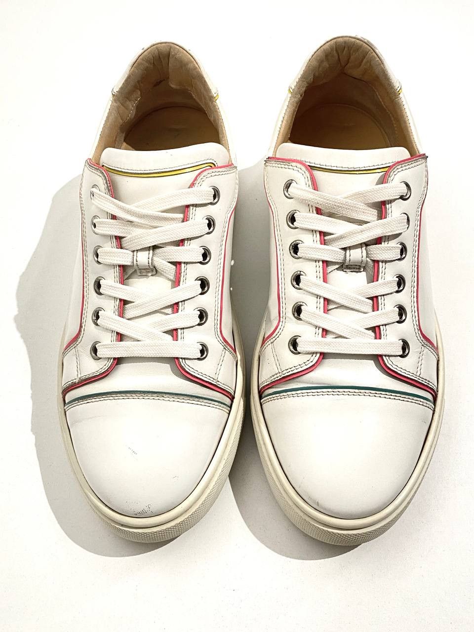 Christian Louboutin Christian Louboutin White Multi Leather Low Top Sneakers Size US 10 / IT 40 - 10 Thumbnail