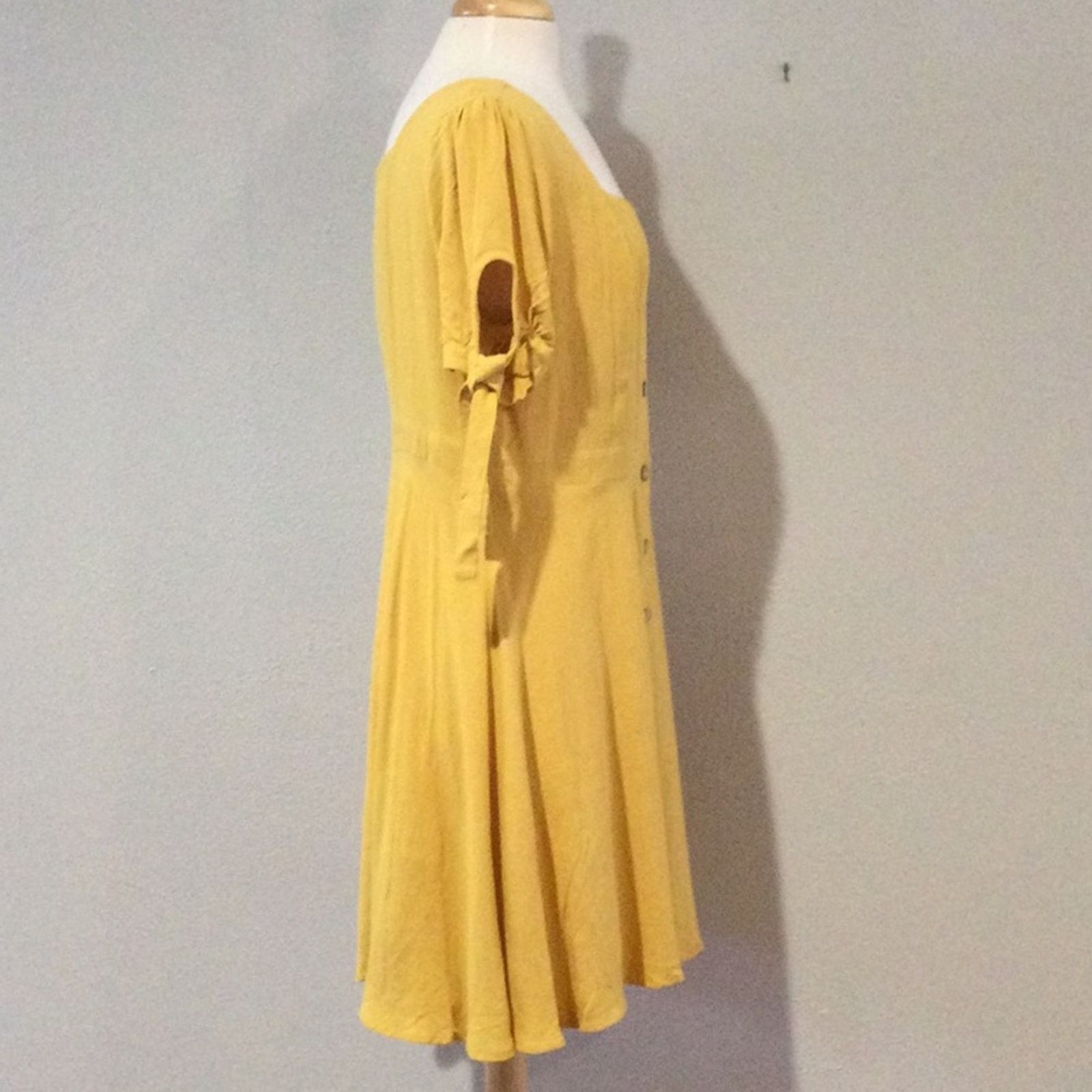 Other IFFEI Mustard Yellow Full Button Sleeve A-Line Dress XL NWT Size XL / US 12-14 / IT 48-50 - 5 Thumbnail
