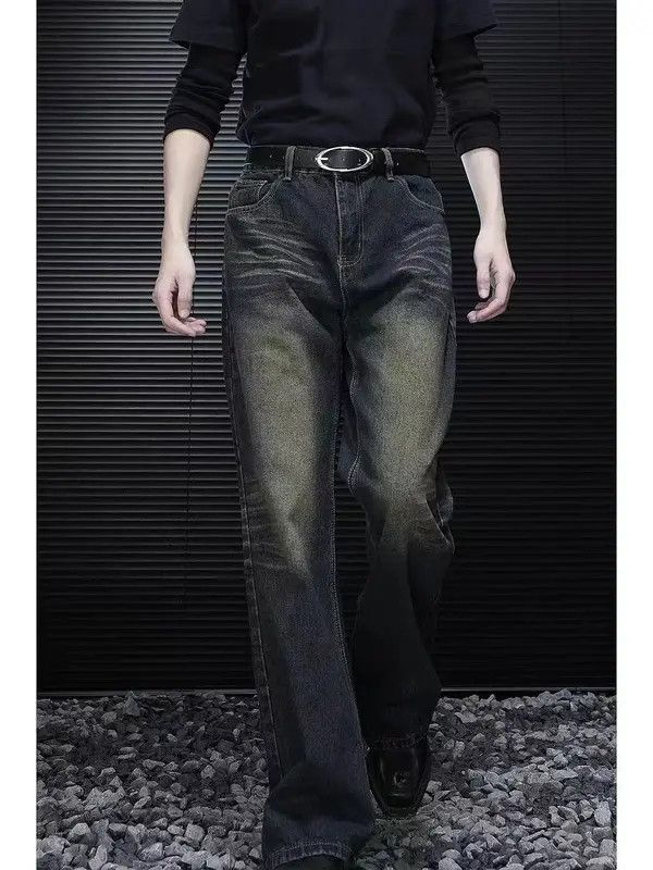 Japanese Brand VIBE Washed Yellow Mud Whisker Baggy Jeans Size US 34 / EU 50 - 1 Thumbnail