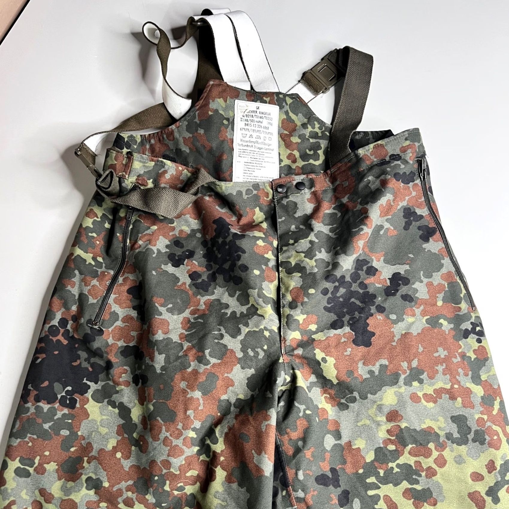 Rains Vintage German Army Gore-Tex Rain Bibs Pants - Flecktarn Camo 1996 Size US 36 / EU 52 - 2 Thumbnail