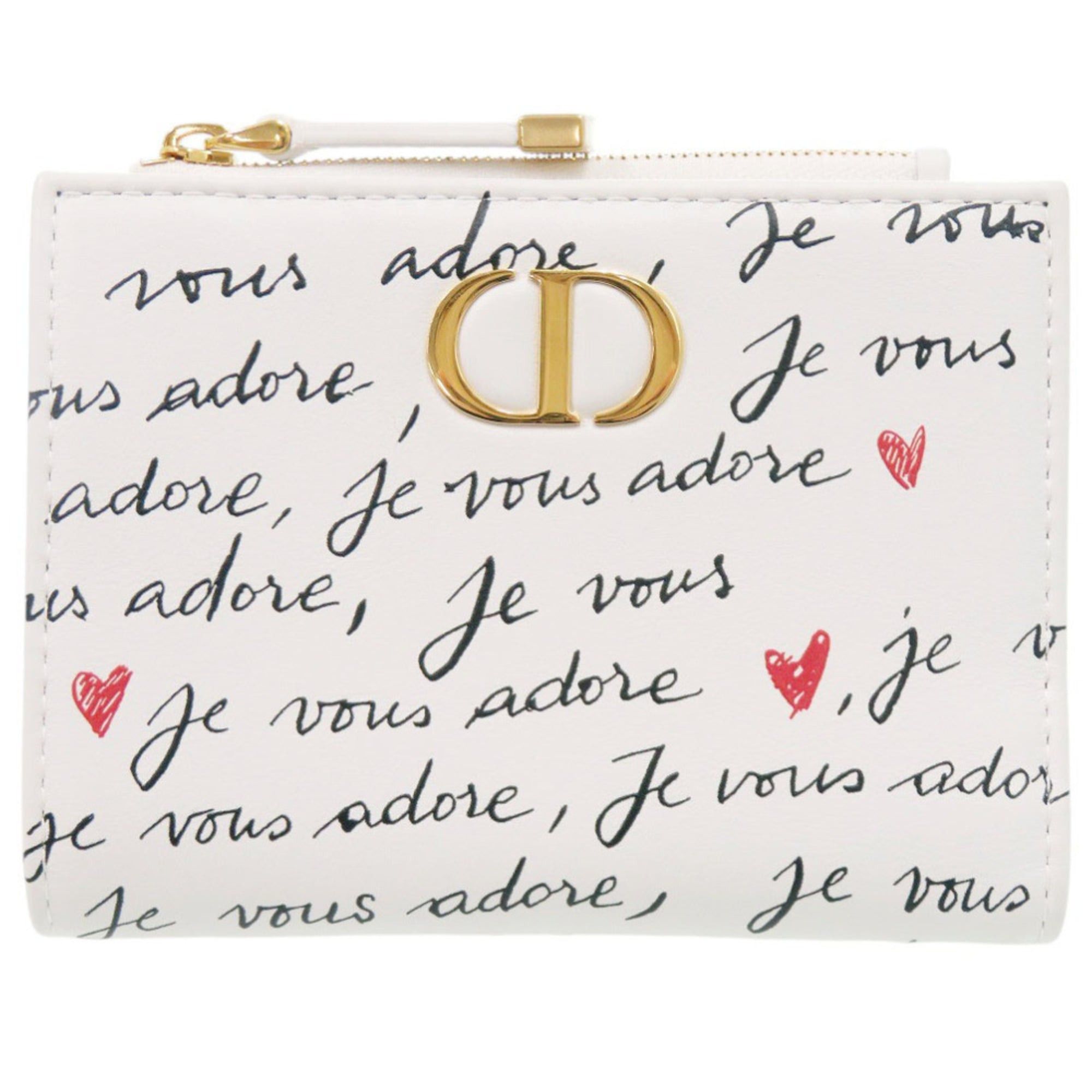 Dior Christian Dior Like New Dior Caro Dahlia Wallet Heart Leather White Bi-fold 1344Dior Size ONE SIZE - 1 Thumbnail