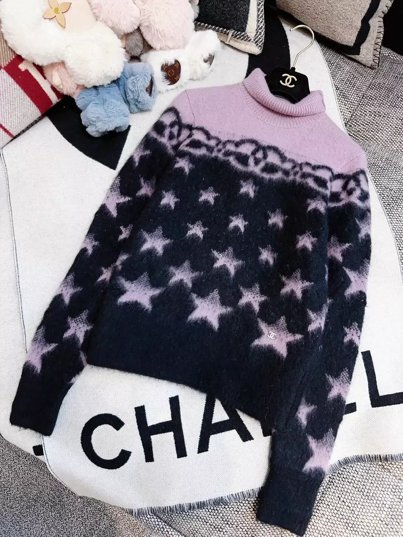Other Chanel 23N Ski Series Purple Star Pattern Cashmere Sweater Size XXS / US 00 / IT 34 - 7 Thumbnail