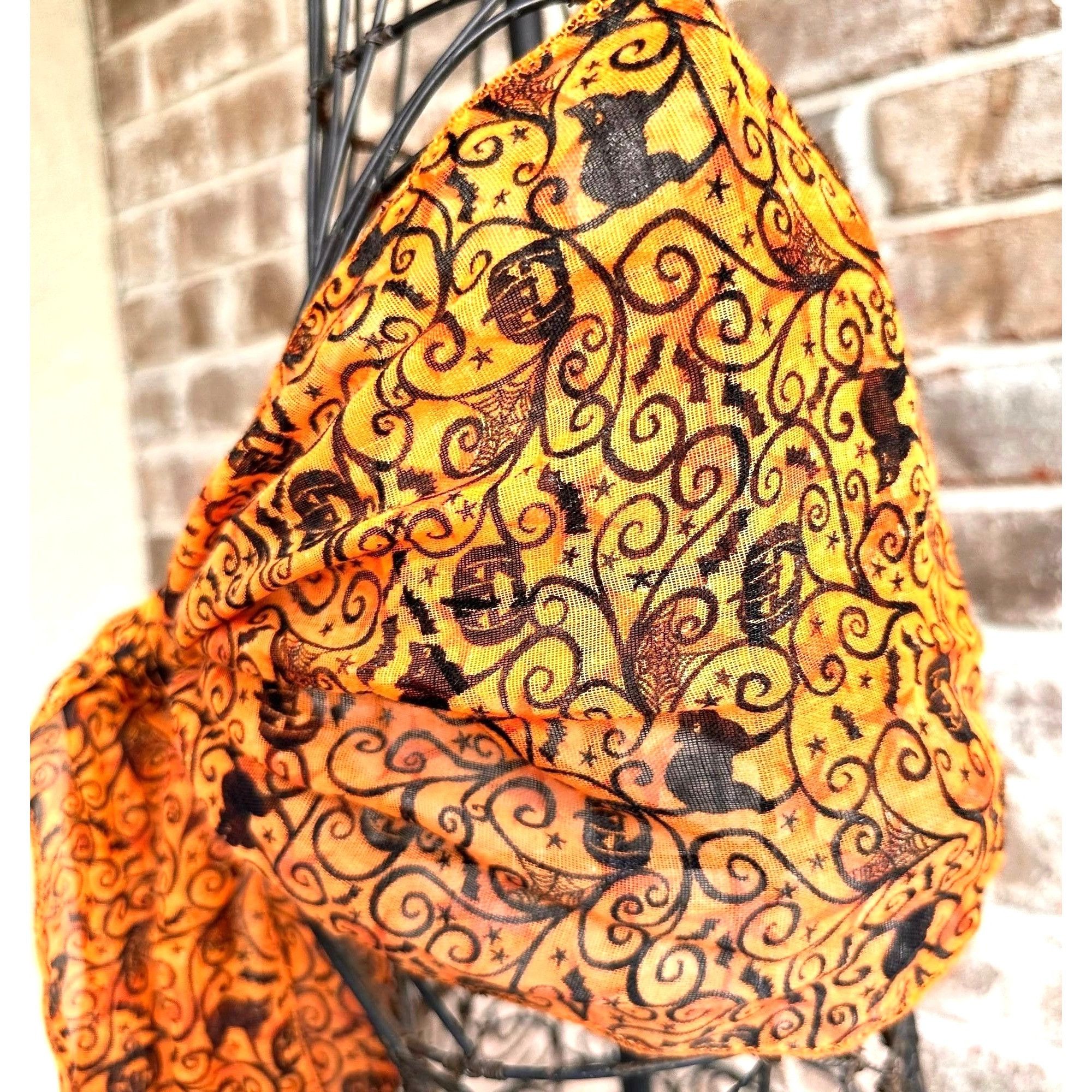 Vintage ViTG Halloween Neck Scarf Orange Black Cats Jack O Lantern B Size ONE SIZE - 1 Thumbnail